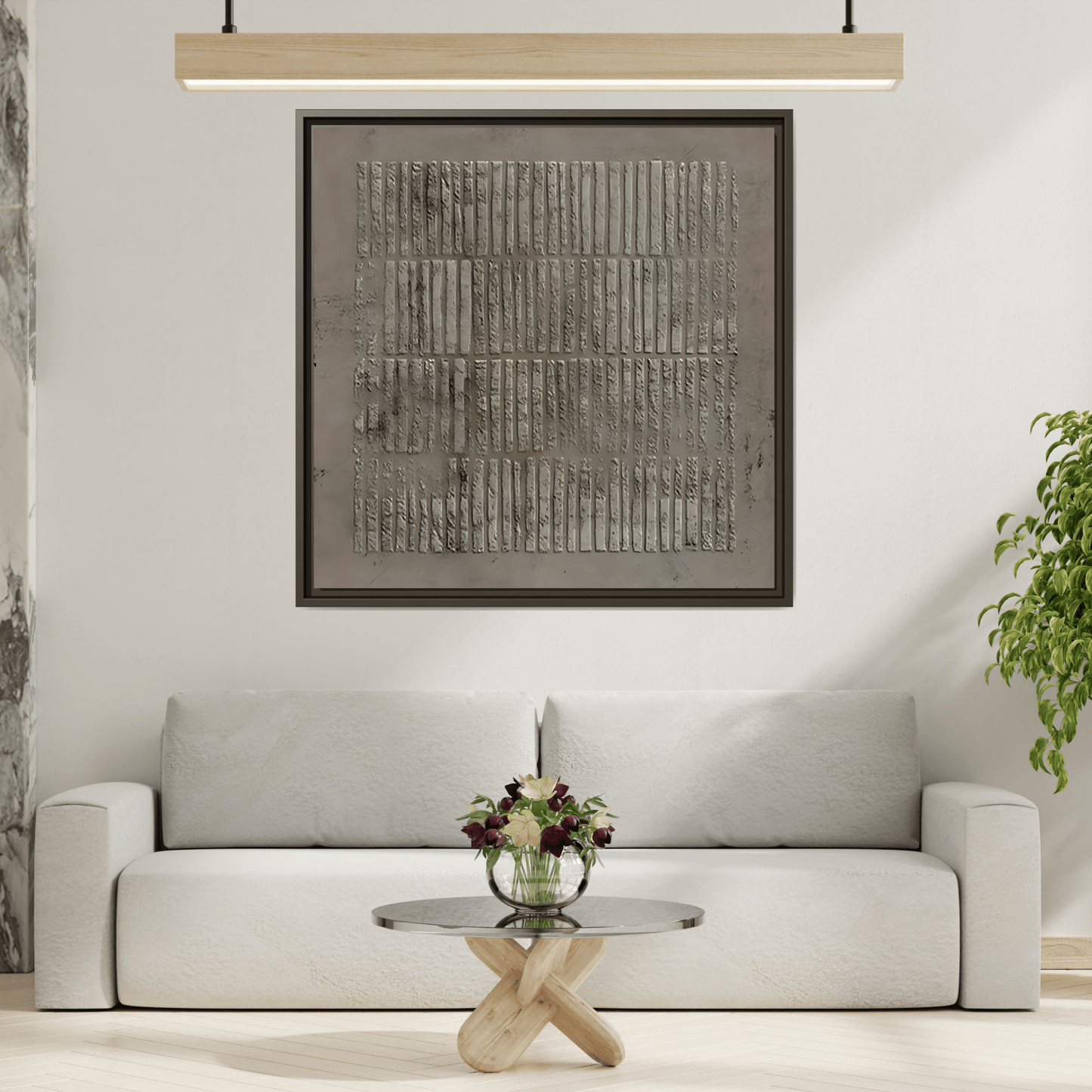 Framed Wabi - Sabi Line Wall Art 3D Print on Canvas - YesArtYes