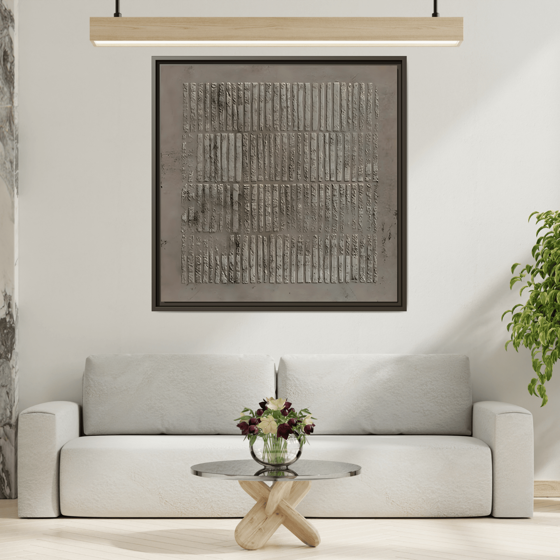 Framed Wabi - Sabi Line Wall Art 3D Print on Canvas - YesArtYes