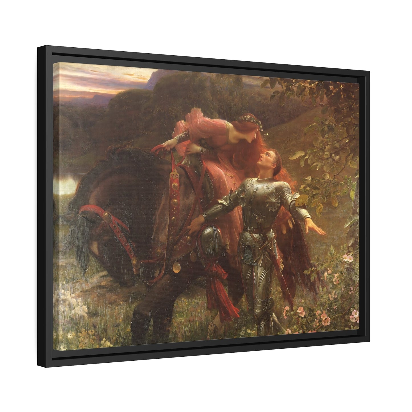 Frank Dicksee La Belle Dame Sans Merci - Framed Canvas Wall Art Print in Black Frame