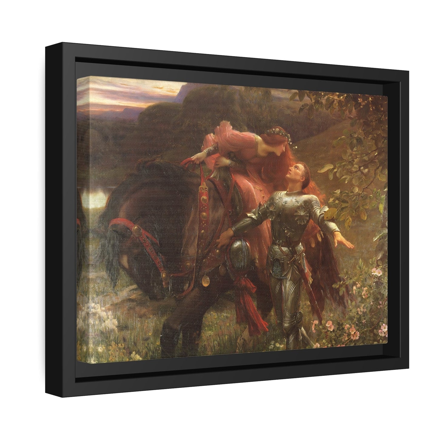 Frank Dicksee La Belle Dame Sans Merci - Framed Canvas Wall Art Print in Black Frame