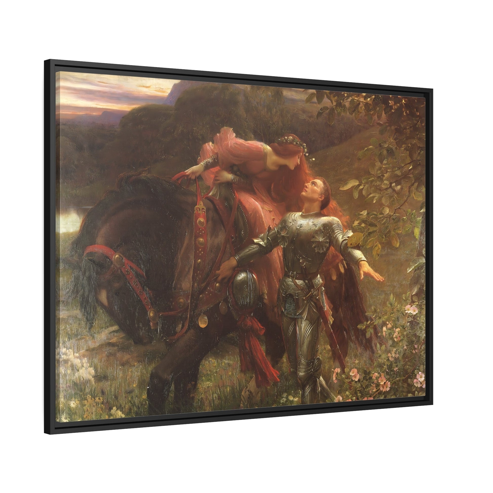 Frank Dicksee La Belle Dame Sans Merci - Framed Canvas Wall Art Print in Black Frame