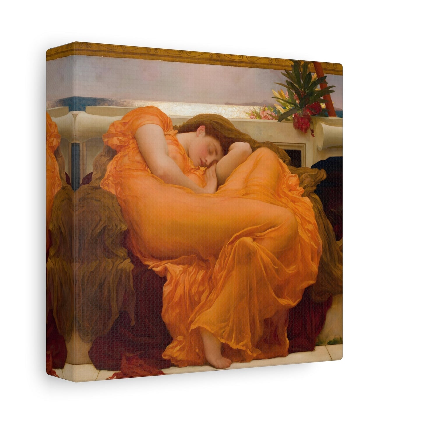 Frederic Leighton Flaming June - Square Canvas Wall Art Print