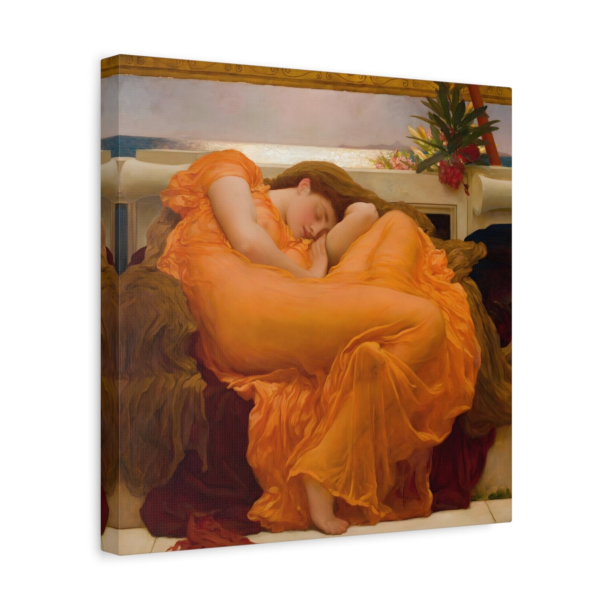 Frederic Leighton Flaming June - Square Canvas Wall Art Print