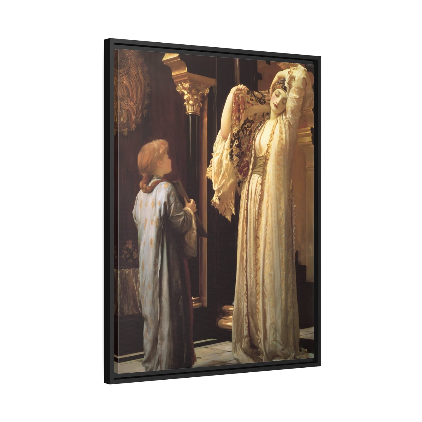 Frederic Leighton Light of the Harem Canvas Wall Art Print - Stunning British Artwork in Exclusive Black Frame for Home Decor