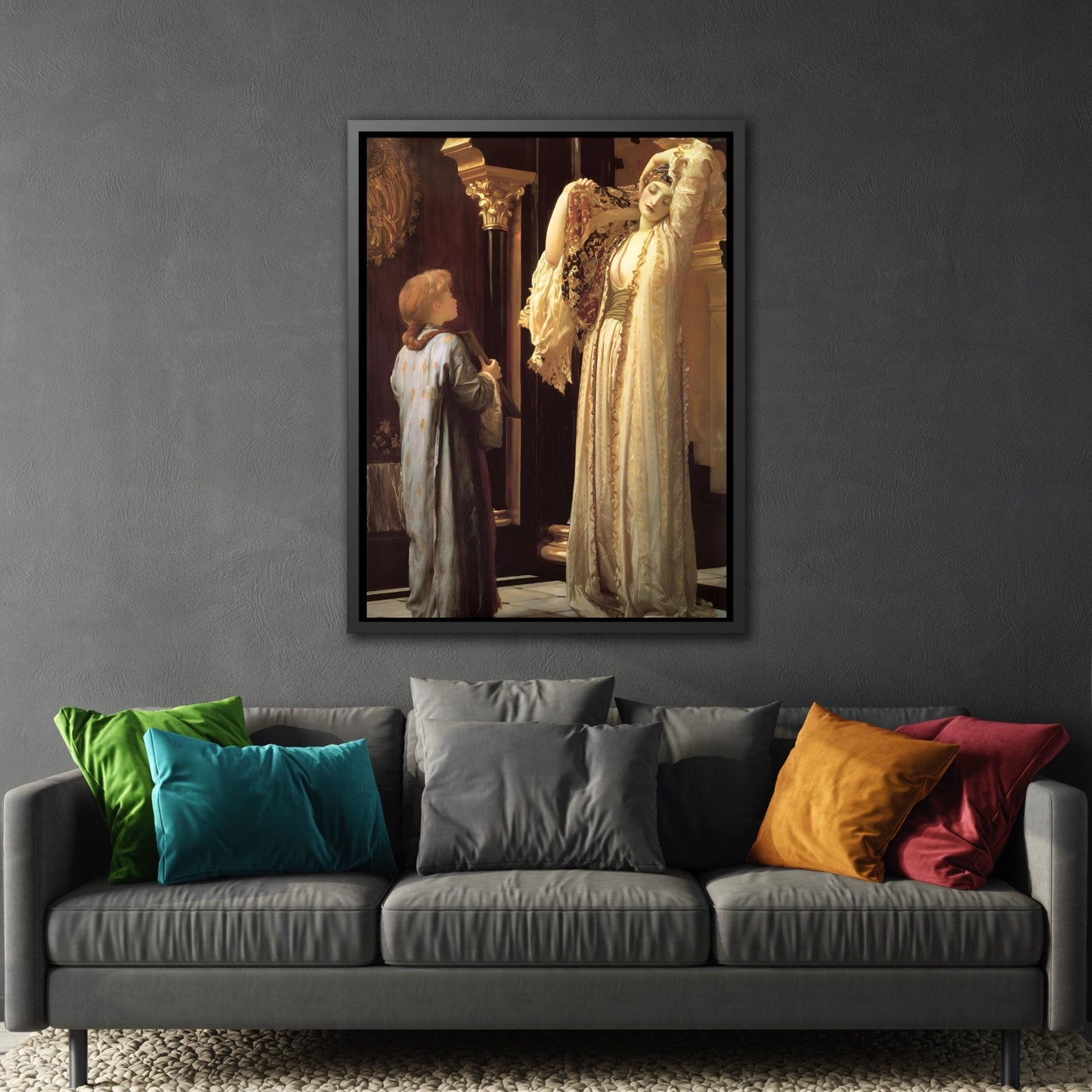 Frederic Leighton Light of the Harem Canvas Wall Art Print - Stunning British Artwork in Exclusive Black Frame for Home Decor