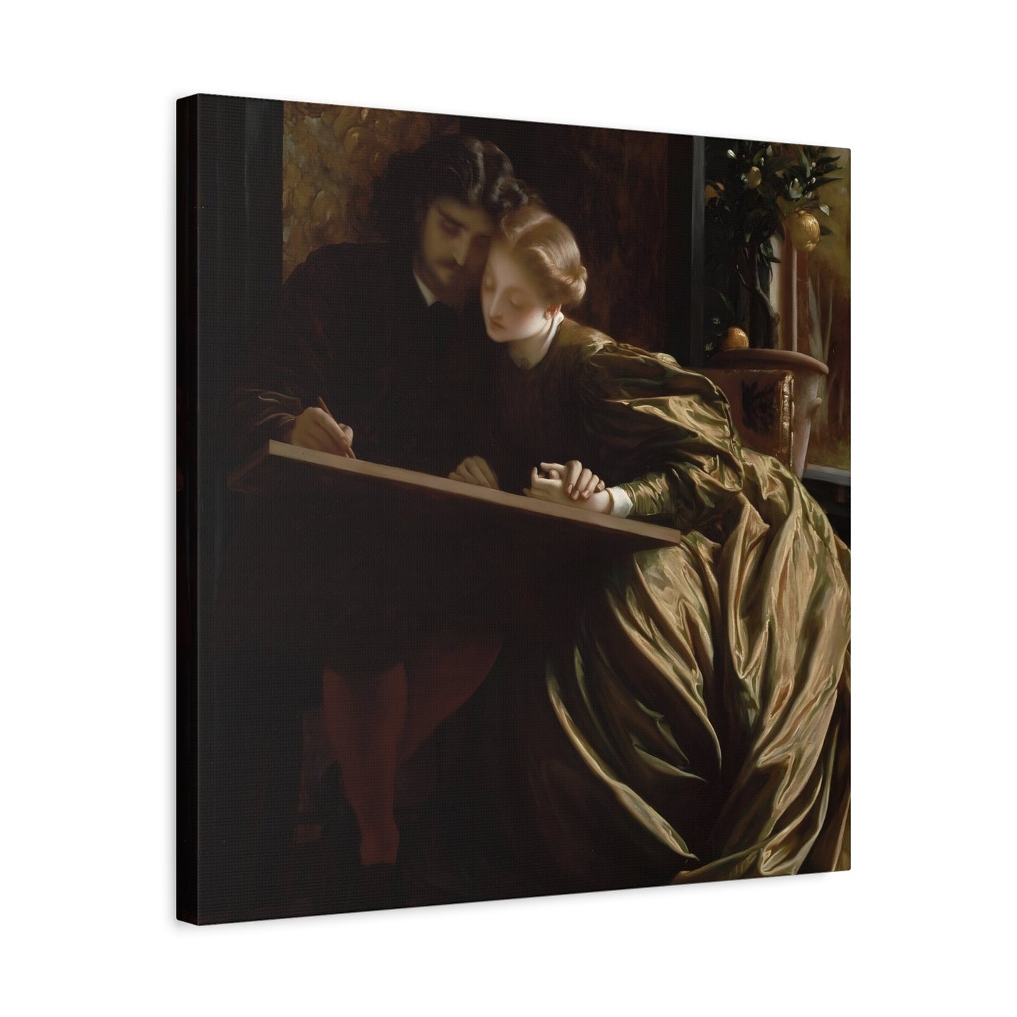 Frederic Leighton Painters Honeymoon - Square Canvas Wall Art Print