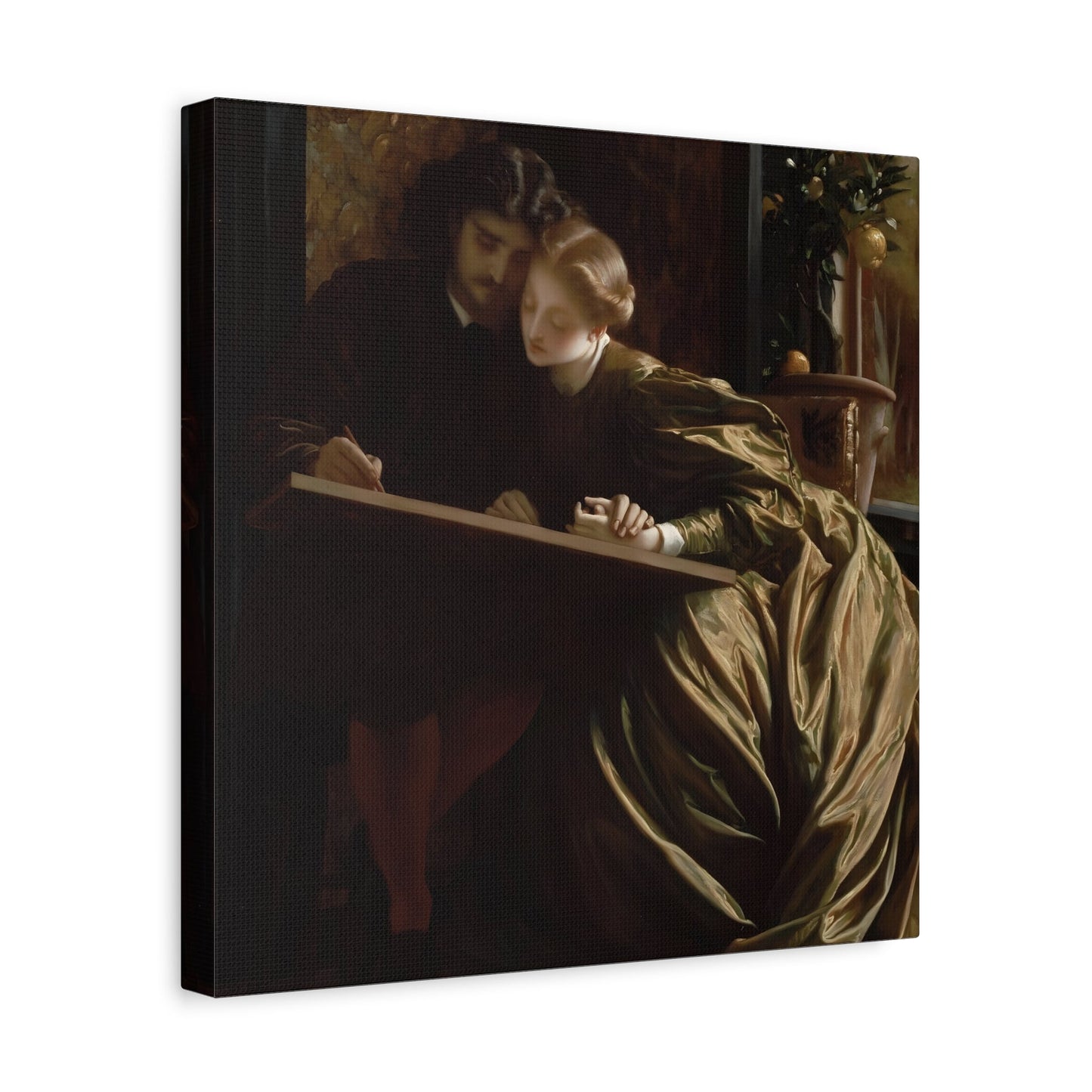 Frederic Leighton Painters Honeymoon - Square Canvas Wall Art Print