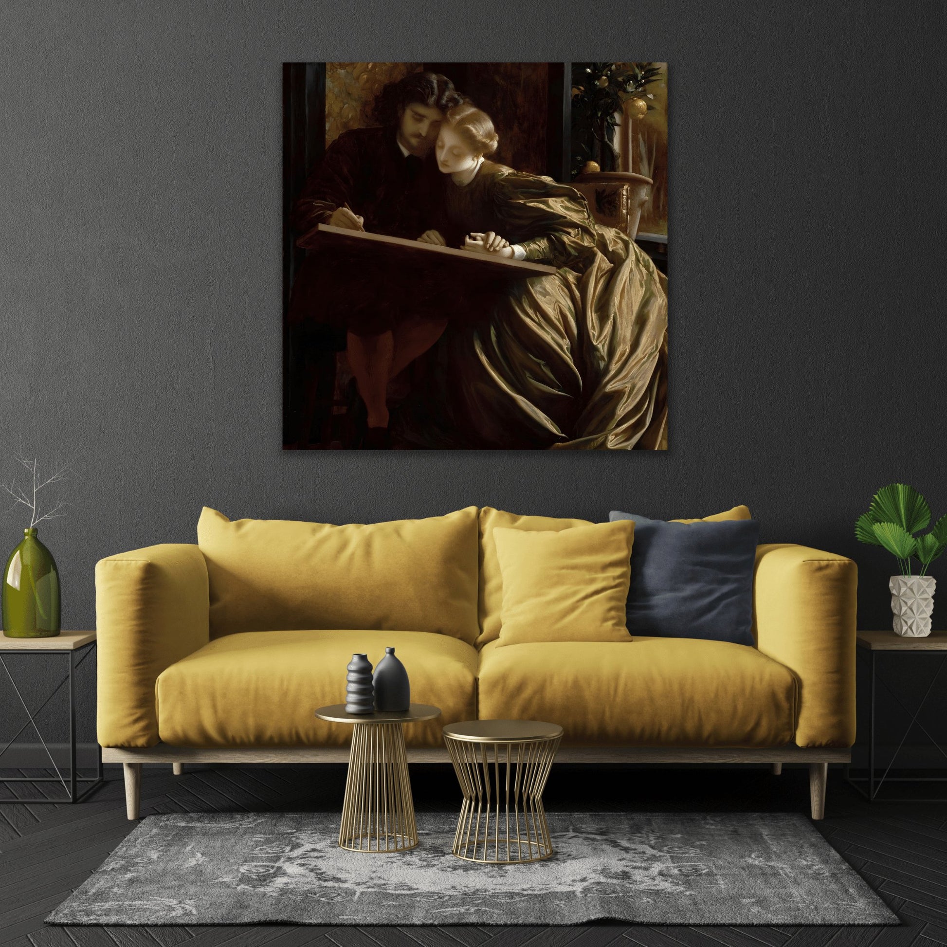 Frederic Leighton Painters Honeymoon - Square Canvas Wall Art Print