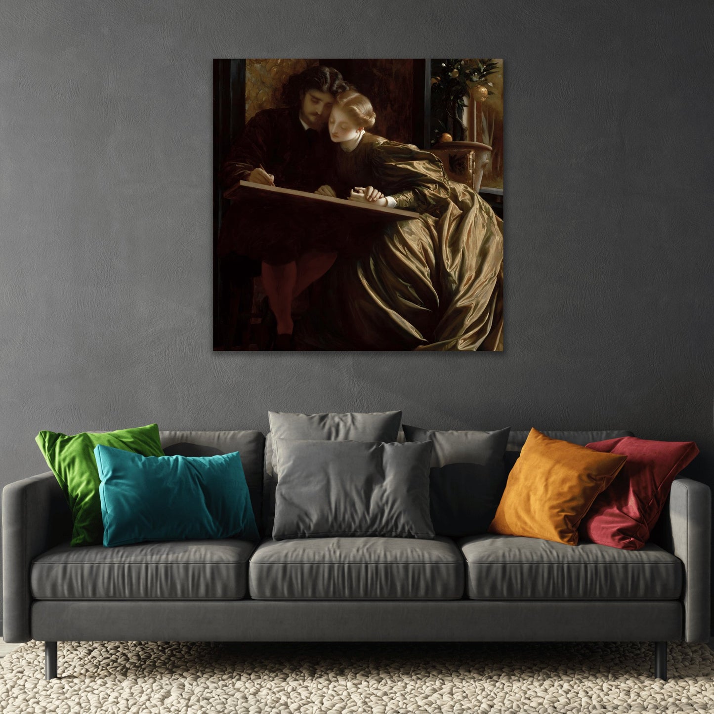 Frederic Leighton Painters Honeymoon - Square Canvas Wall Art Print