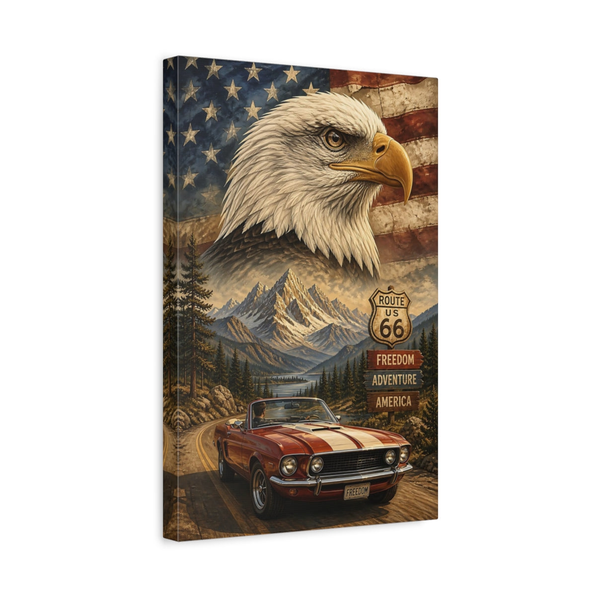 Side Mockup 4. Freedom Road Trip Eagle shown as canvas print