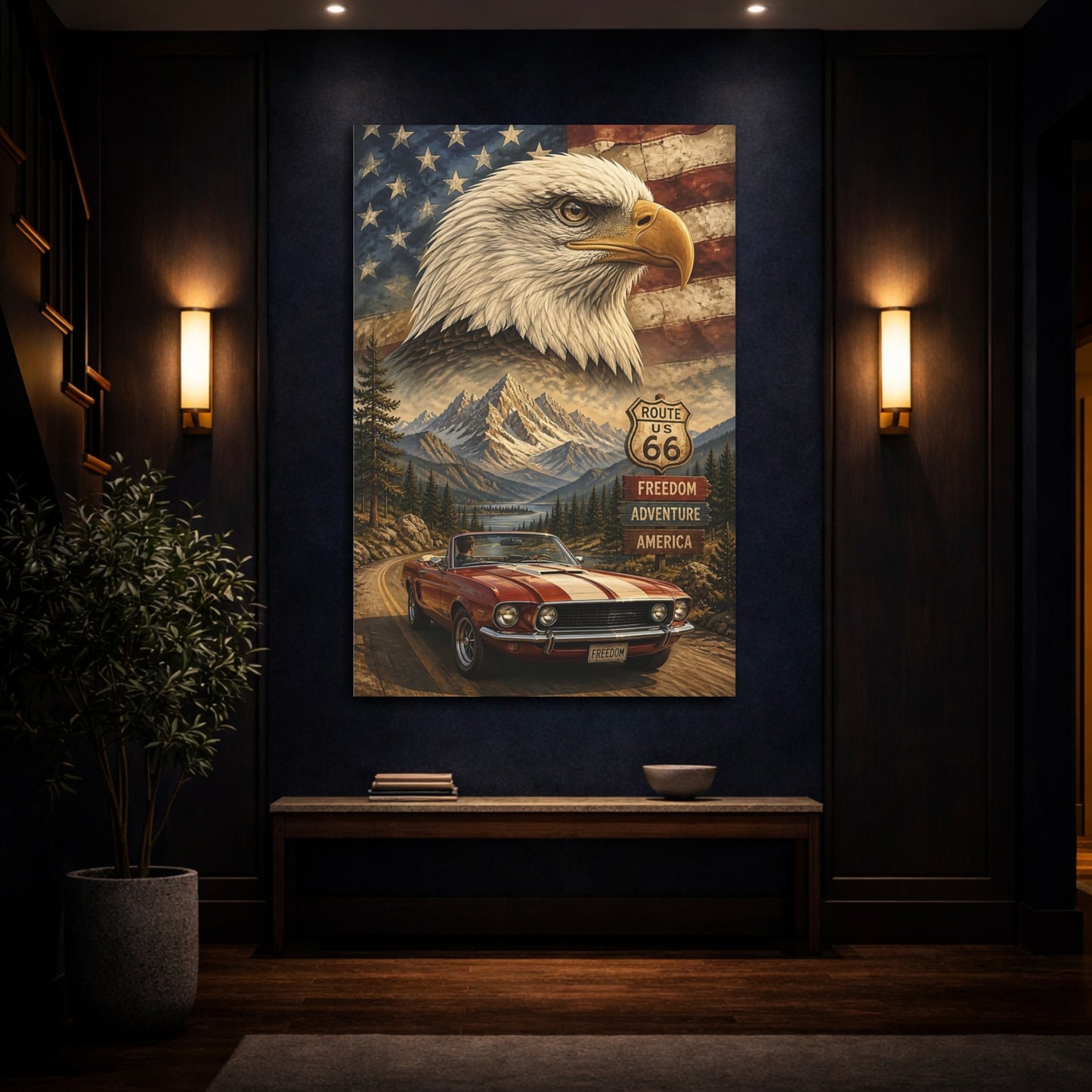 Mockup 4. Freedom Road Trip Eagle shown as canvas print