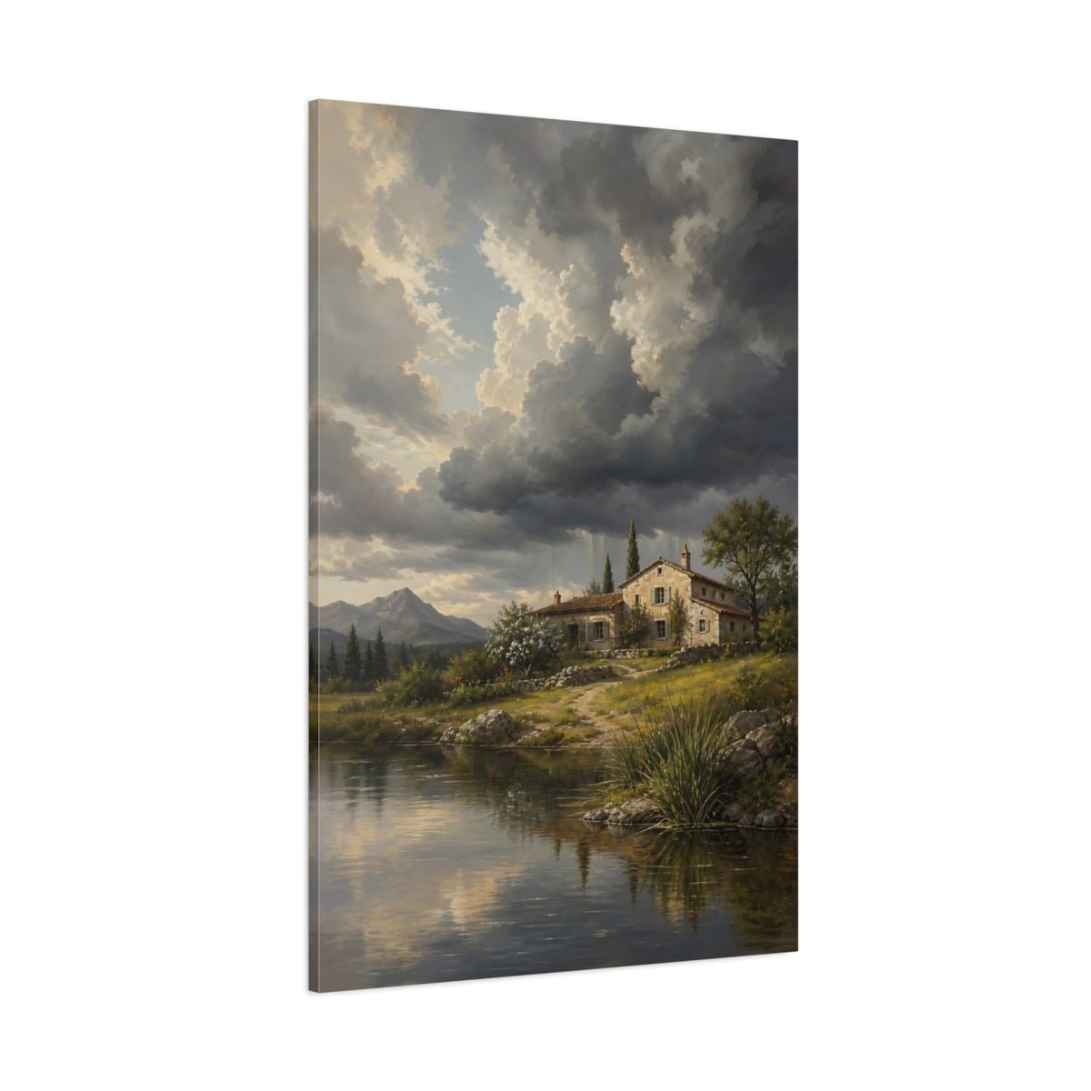 French Provincial Oil Painting Finish Ranch Canvas Wall Art Print – Vintage Living Room, Above Fireplace - YesArtYes