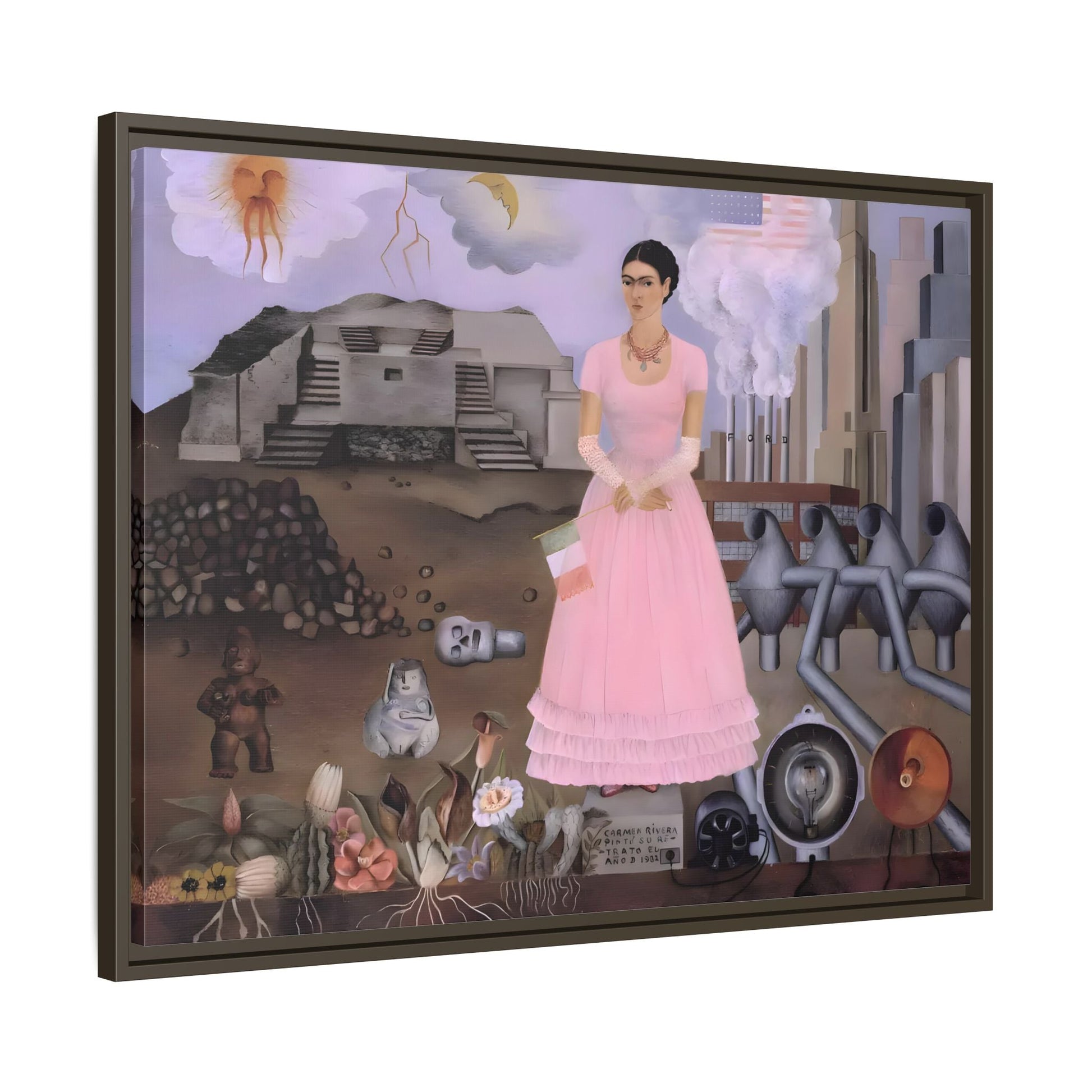 Frida Kahlo Maxico US Boarder Canvas Print - Famous Wall Art Painting