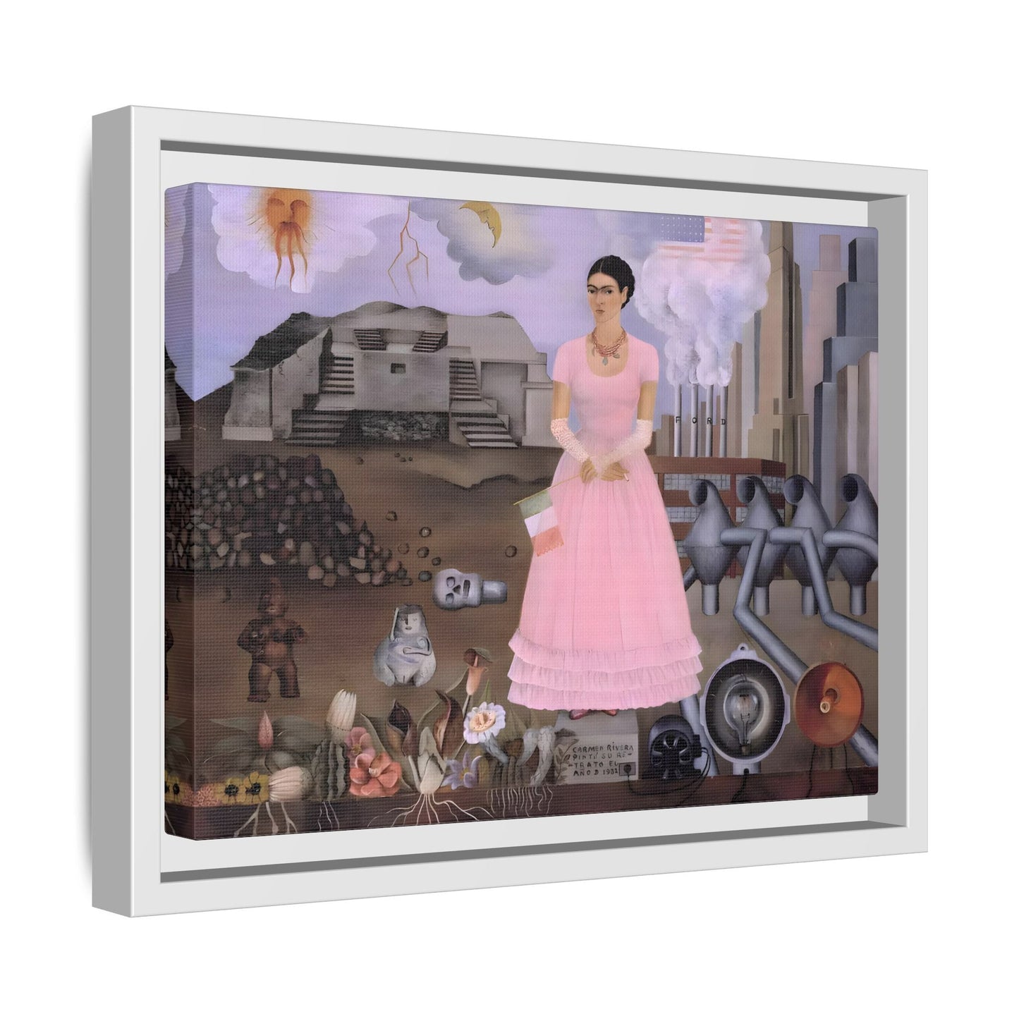 Frida Kahlo Maxico US Boarder Canvas Print - Famous Wall Art Painting