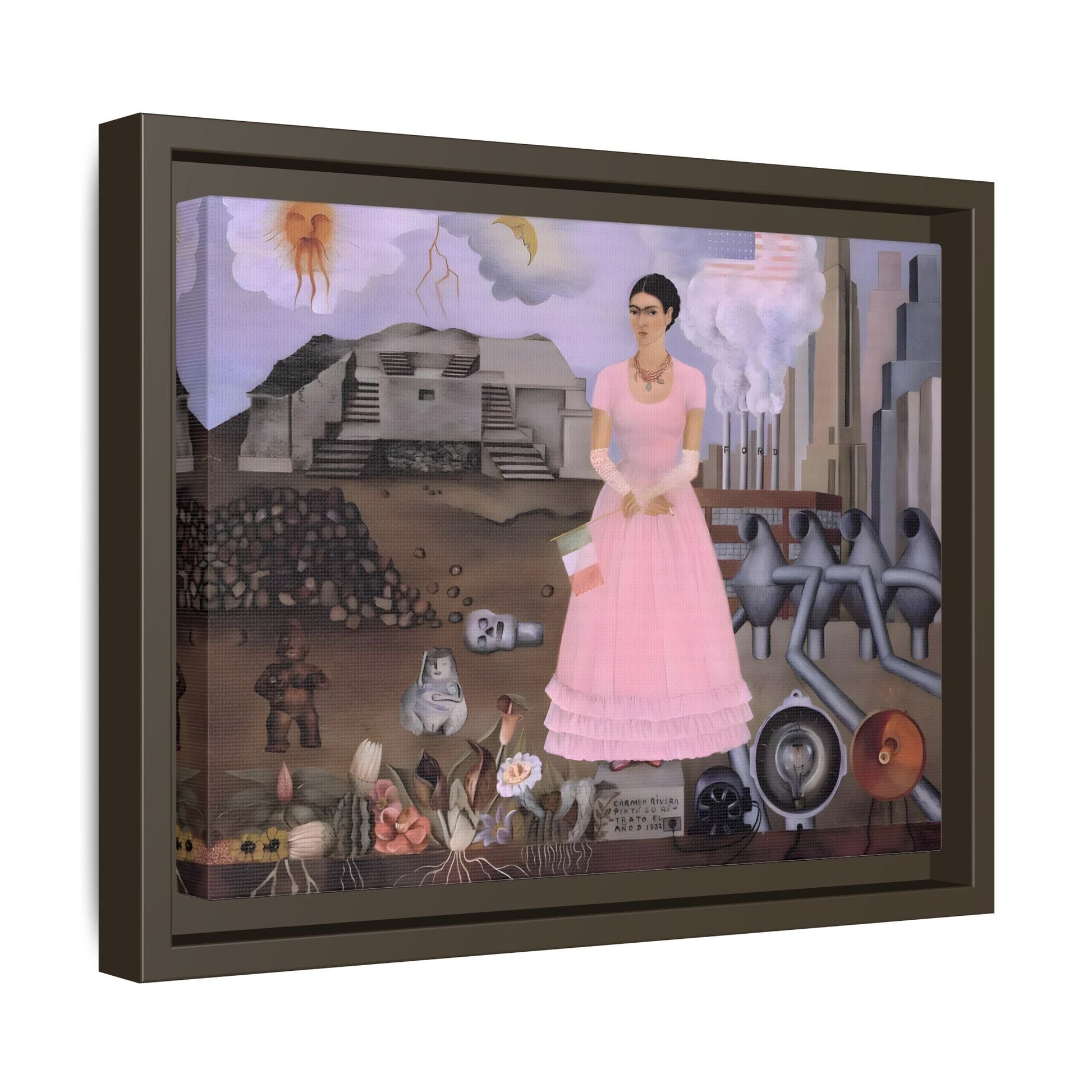 Frida Kahlo Maxico US Boarder Canvas Print - Famous Wall Art Painting