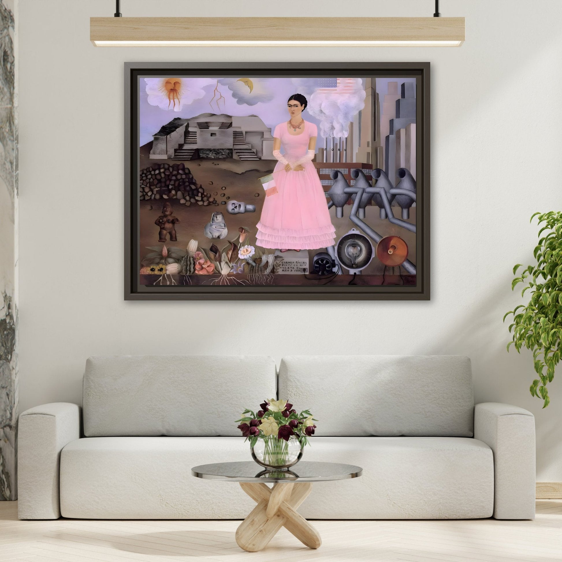 Frida Kahlo Maxico US Boarder Canvas Print - Famous Wall Art Painting