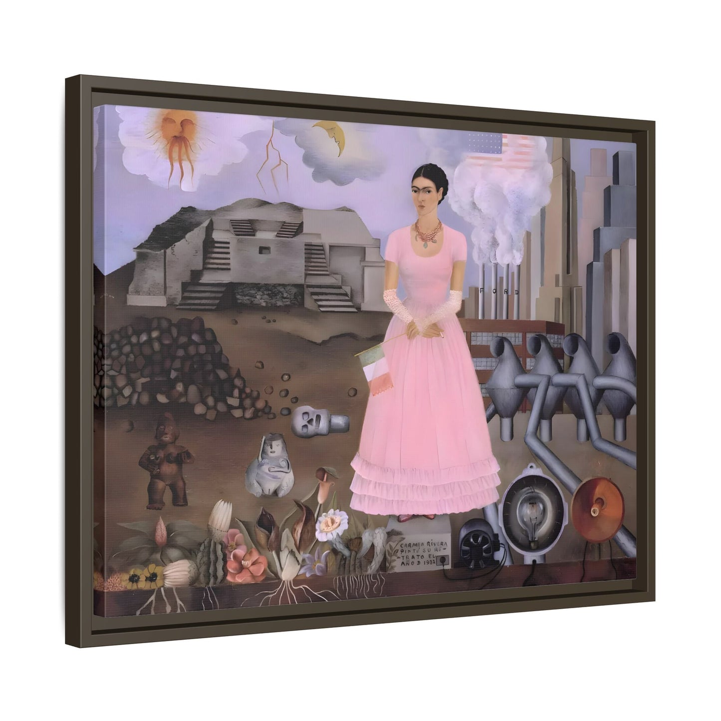 Frida Kahlo Maxico US Boarder Canvas Print - Famous Wall Art Painting