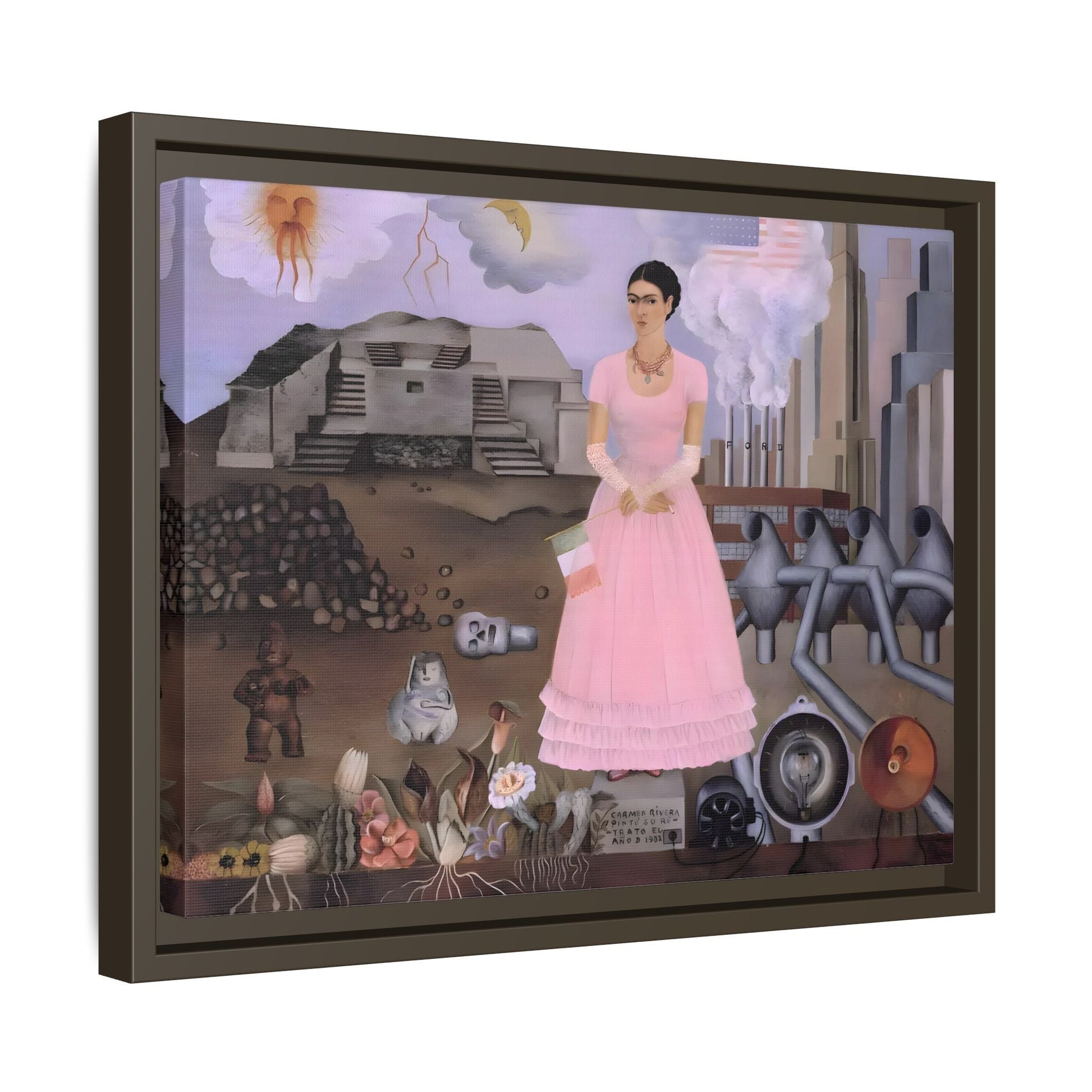 Frida Kahlo Maxico US Boarder Canvas Print - Famous Wall Art Painting