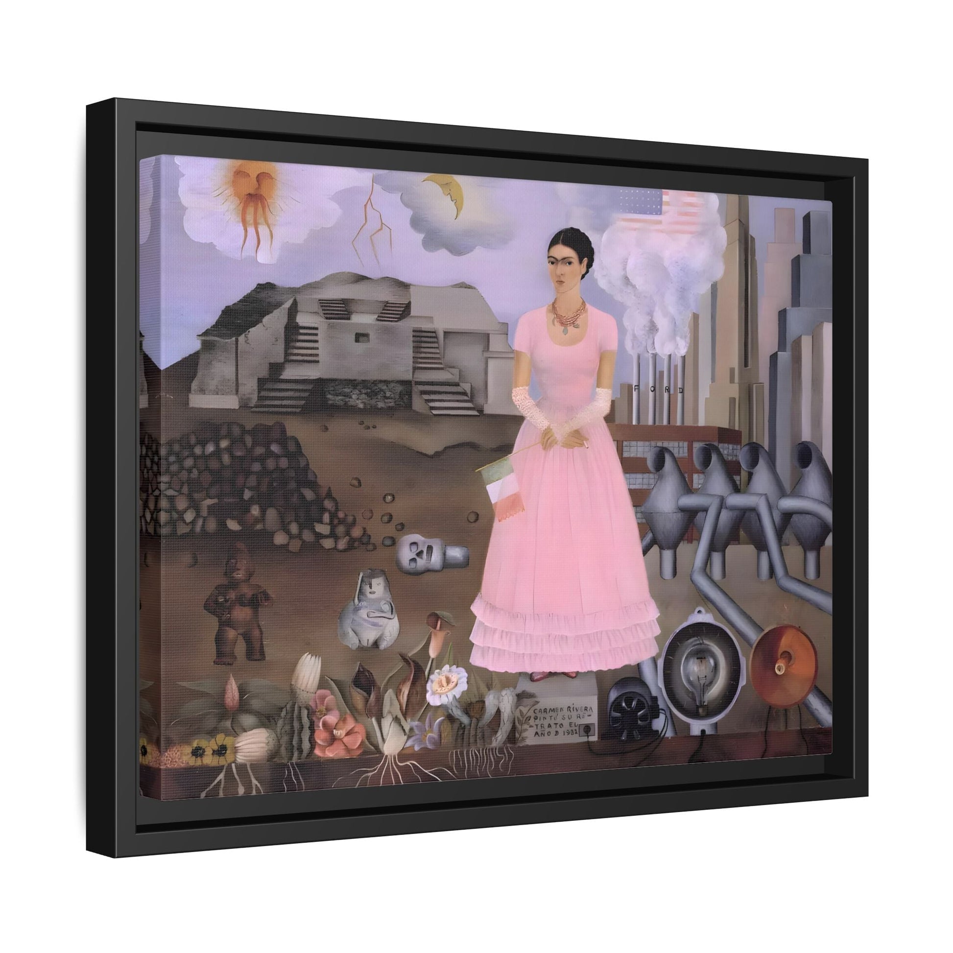 Frida Kahlo Maxico US Boarder Canvas Print - Famous Wall Art Painting