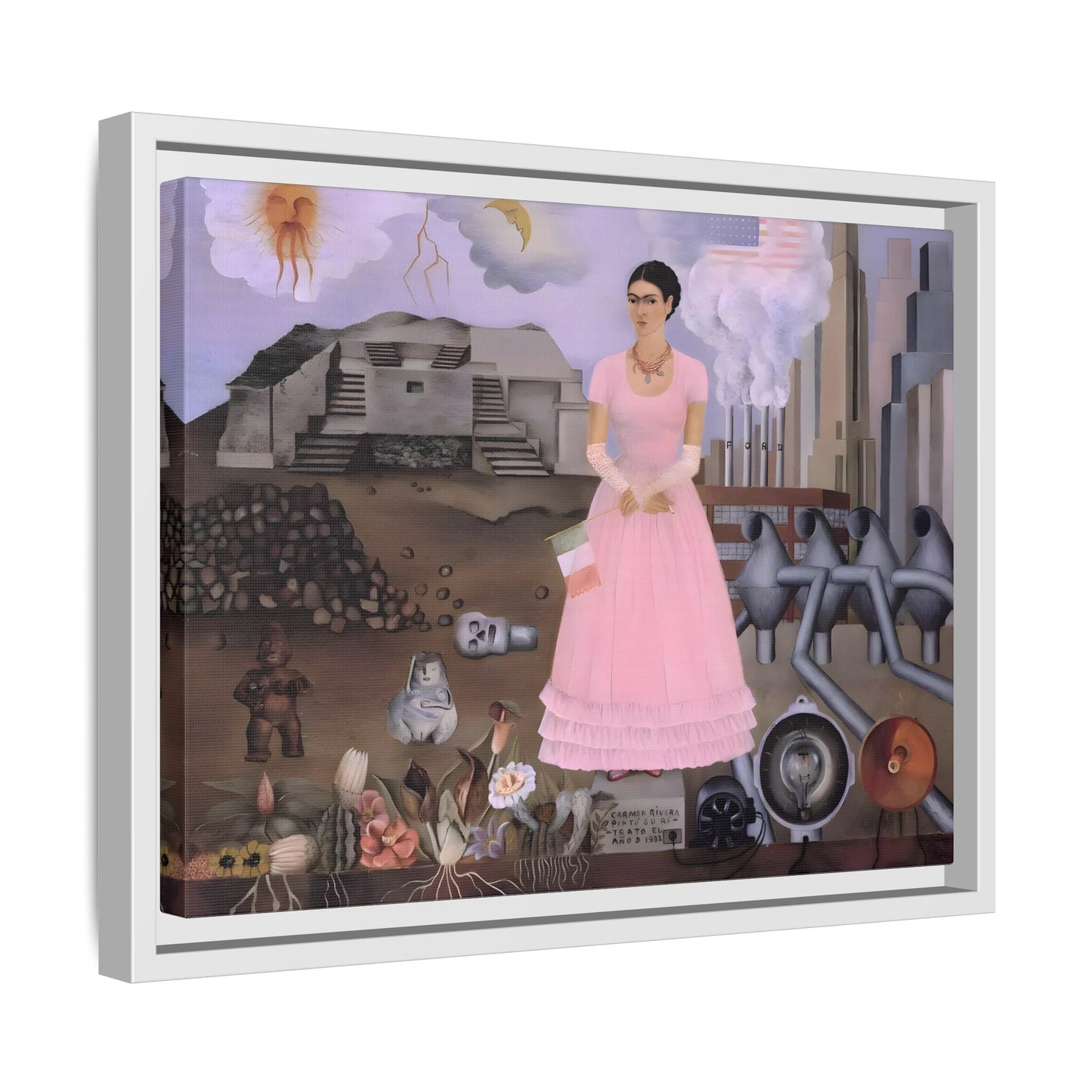 Frida Kahlo Maxico US Boarder Canvas Print - Famous Wall Art Painting