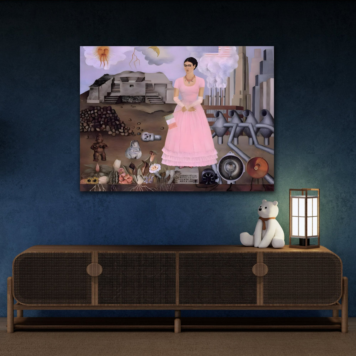 Frida Kahlo Self Portrait Along the Border canvas print - framed artwork reproduction