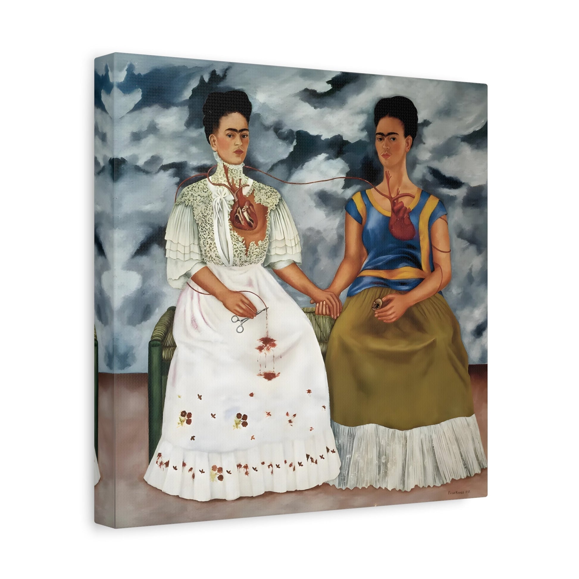 Frida Kahlo Two Fridas Canvas Wal Art Print - Famous Mexican Painting