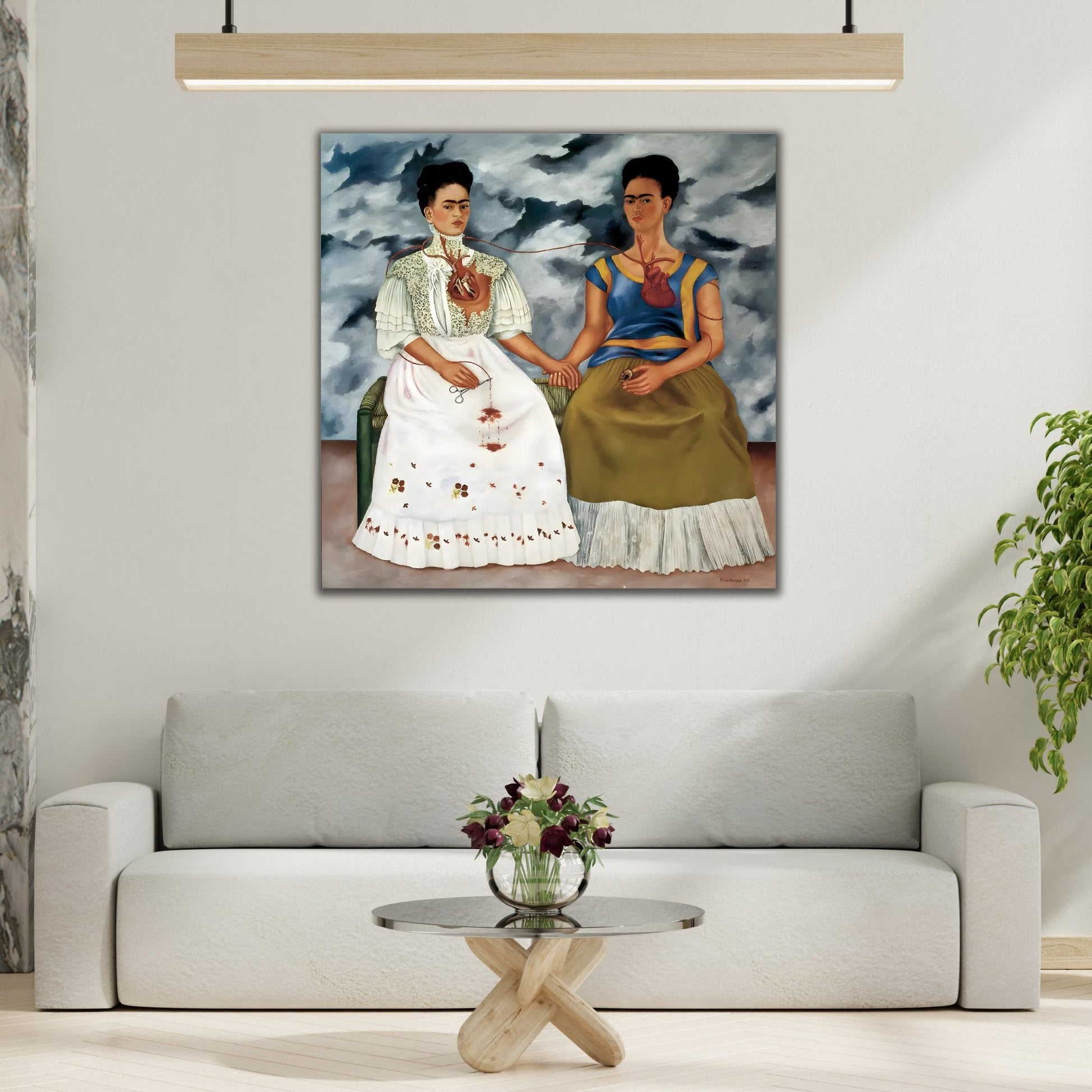 Frida Kahlo Two Fridas Canvas Wal Art Print - Famous Mexican Painting