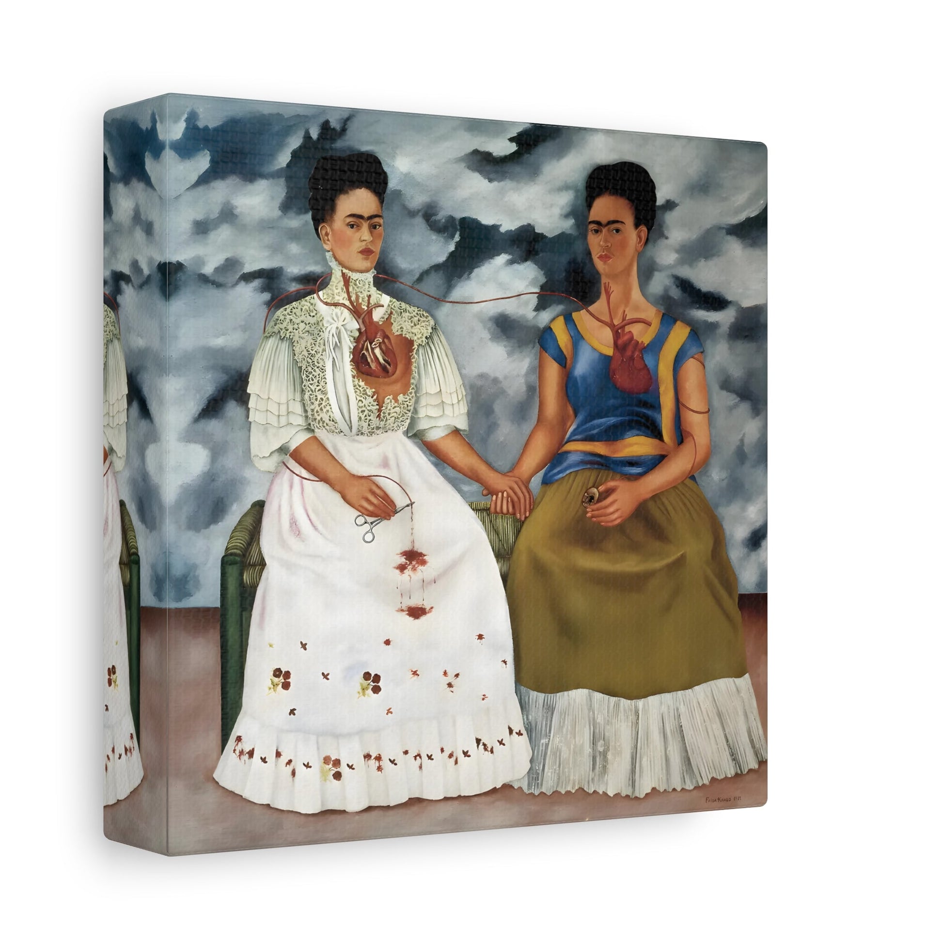 Frida Kahlo Two Fridas Canvas Wal Art Print - Famous Mexican Painting