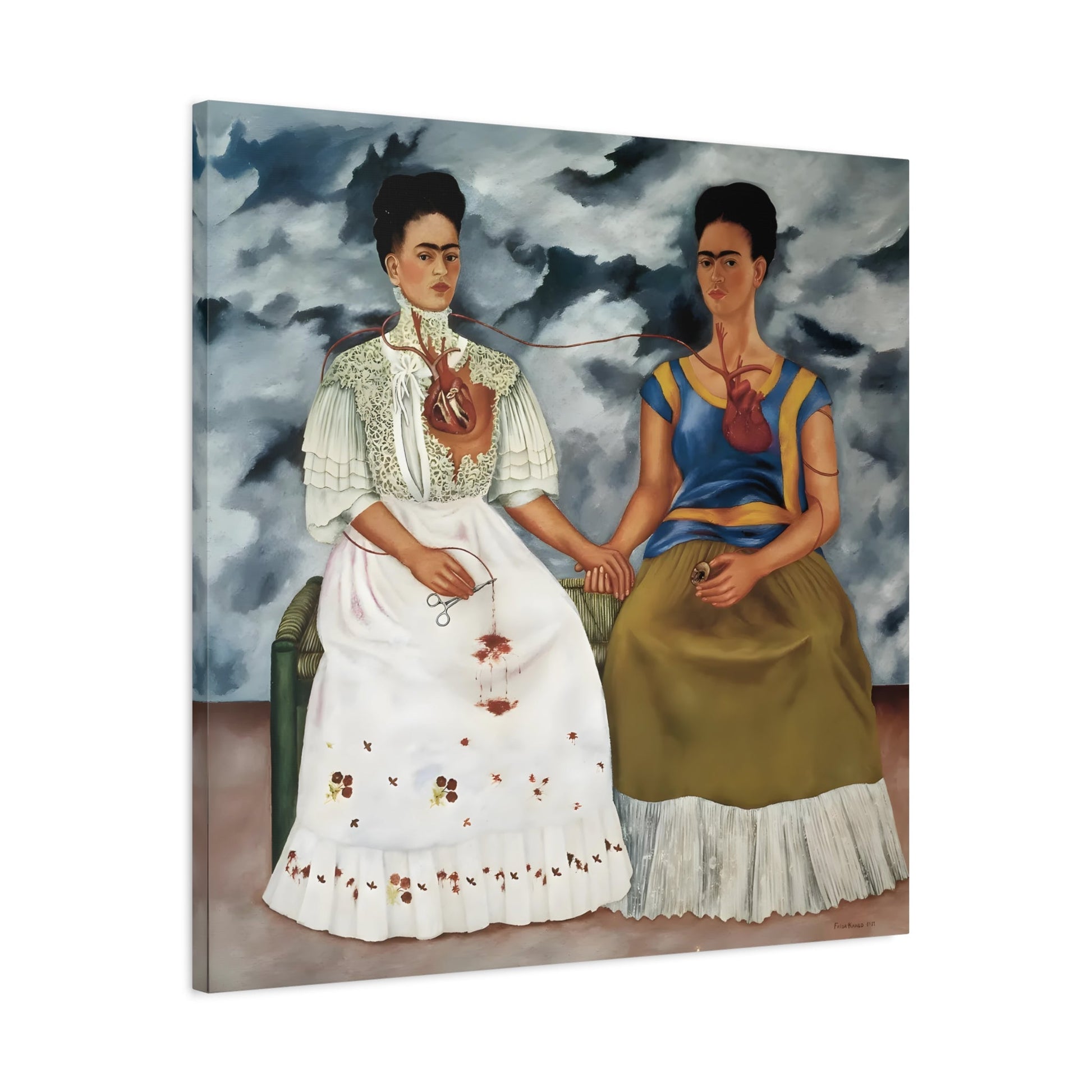 Frida Kahlo Two Fridas Canvas Wal Art Print - Famous Mexican Painting