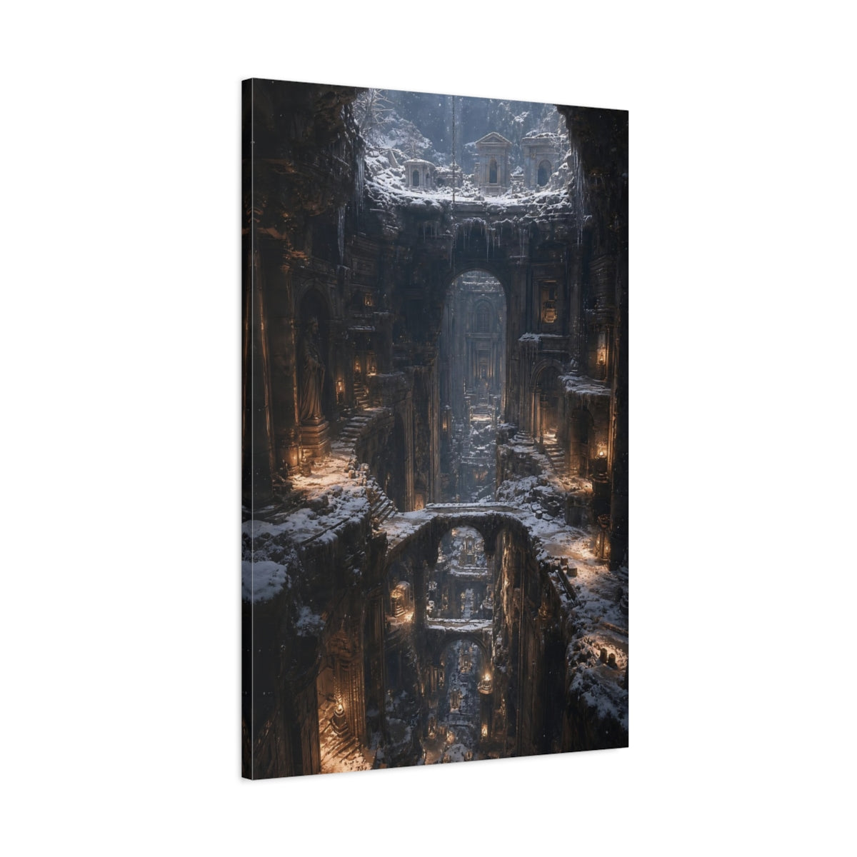 Main Mockup. Frozen Cathedral Ruins shown as canvas print