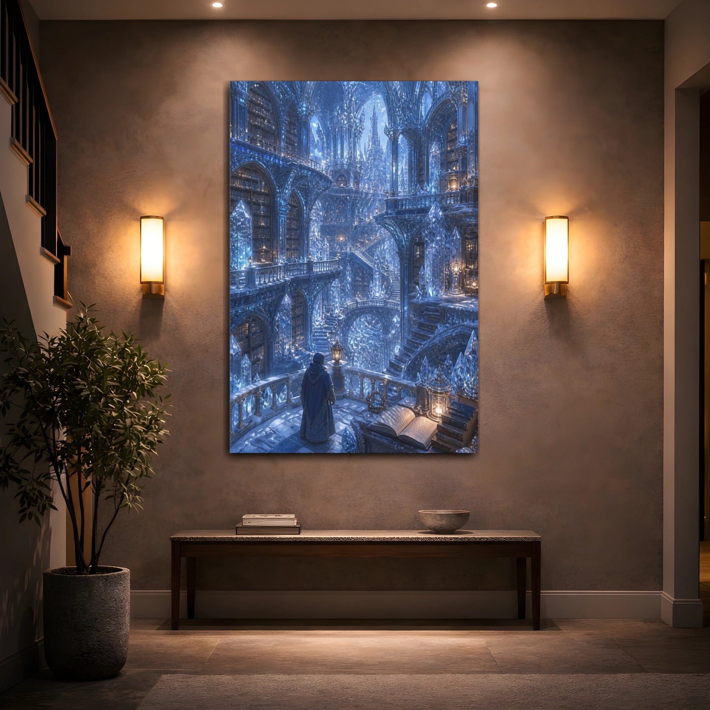 Mockup 2. Frozen Crystal Library shown as canvas print