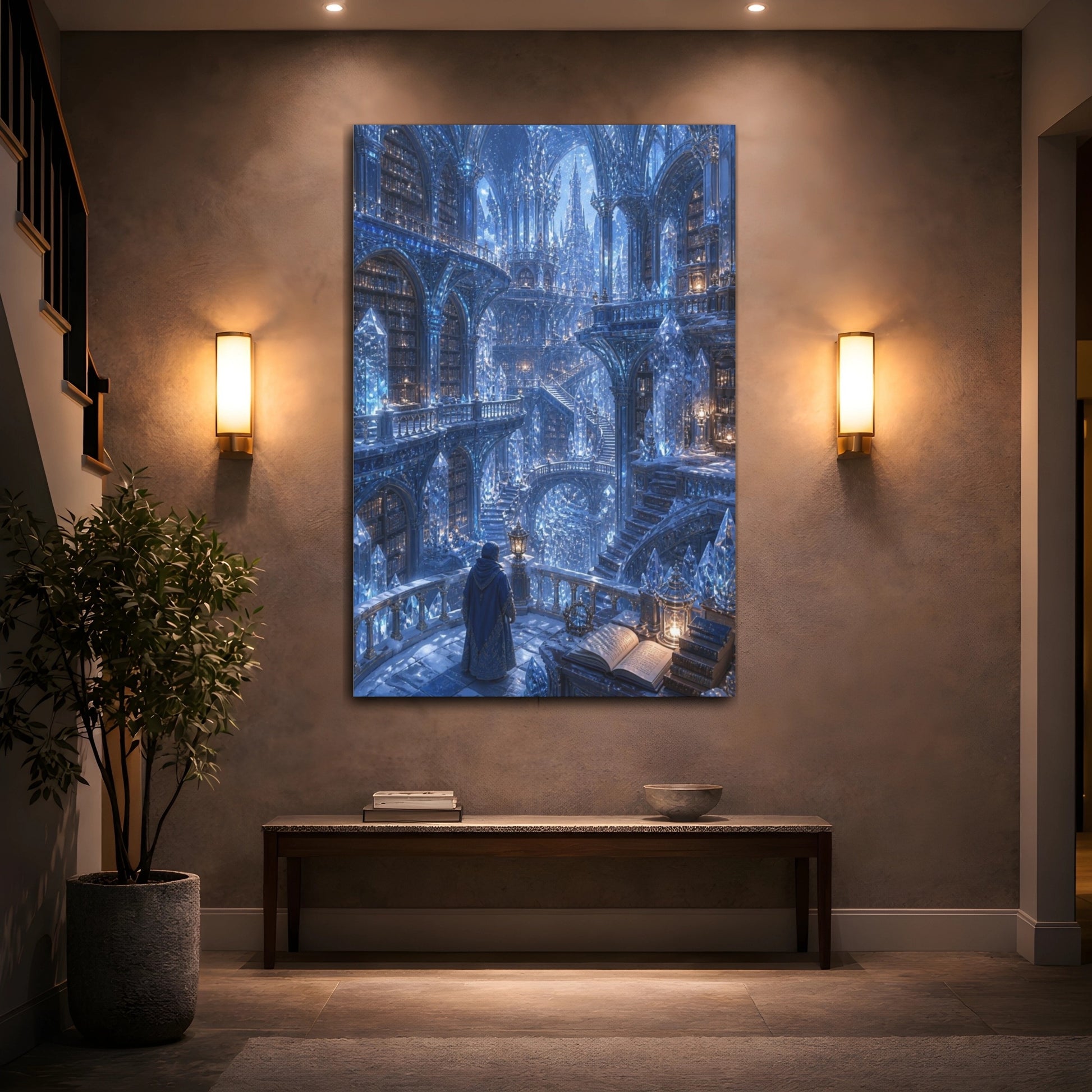 Mockup 2. Frozen Crystal Library shown as canvas print