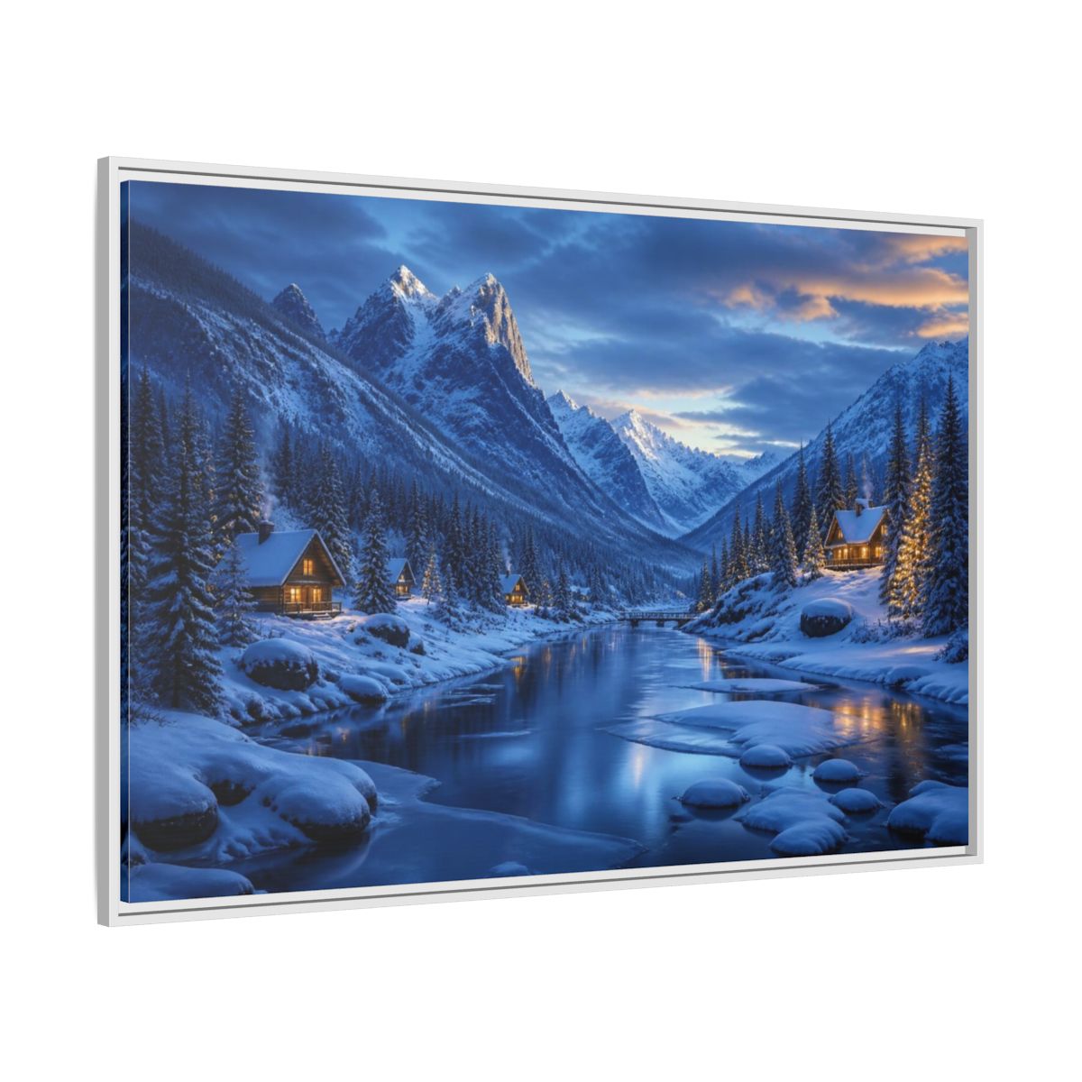 Side Mockup 7. Frozen Valley Landscape shown as framed canvas print