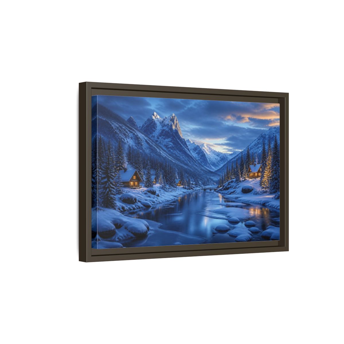 Side Mockup 5. Frozen Valley Landscape shown as framed canvas print