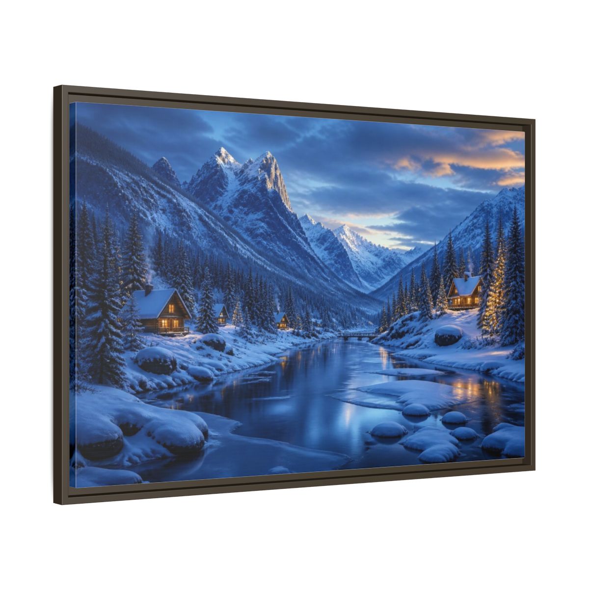 Main Mockup. Frozen Valley Landscape shown as framed canvas print