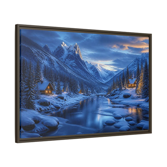 Main Mockup. Frozen Valley Landscape shown as framed canvas print