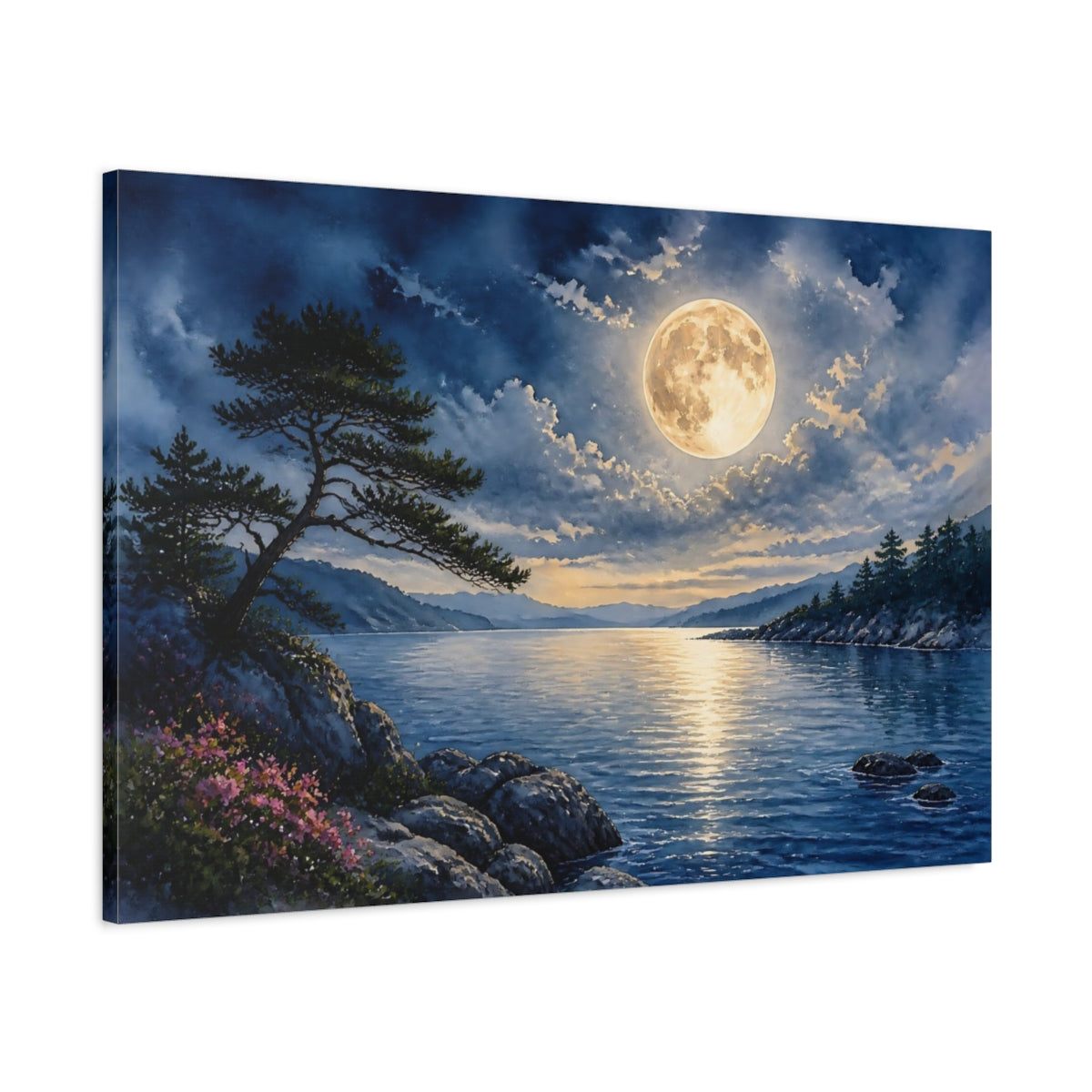 Main Mockup. Full Moon Landscape shown as canvas print
