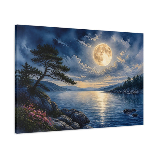 Main Mockup. Full Moon Landscape shown as canvas print