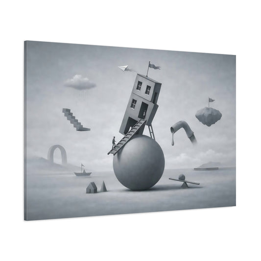 Funny Abstract Grey shown as stretched canvas wall art