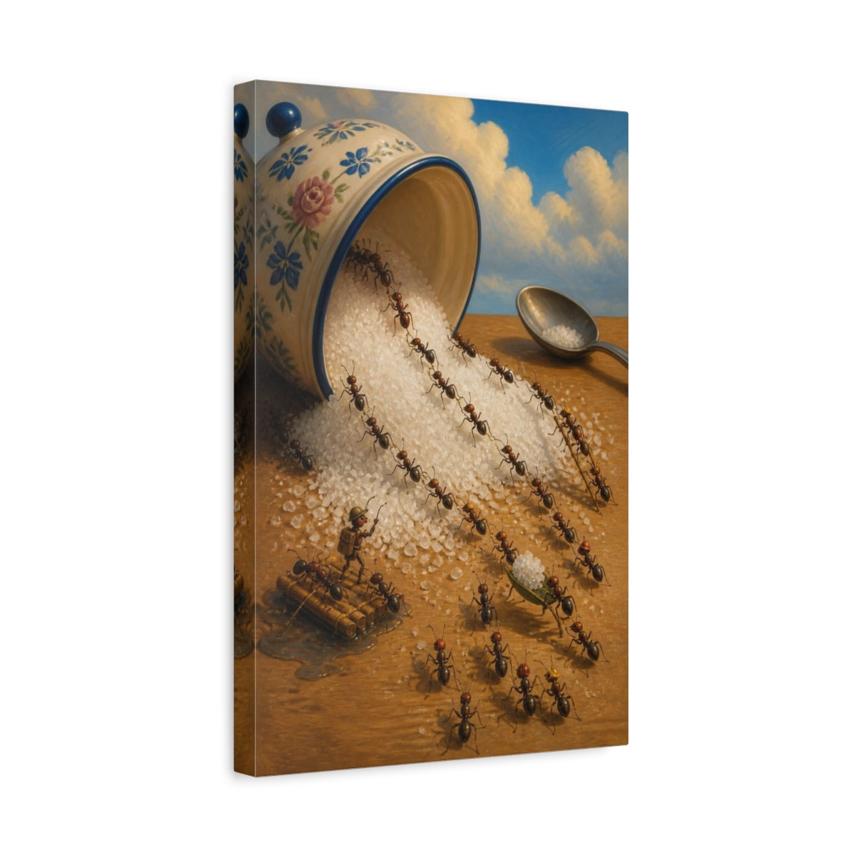 Side Mockup 4. Funny Ant Rescue shown as canvas print