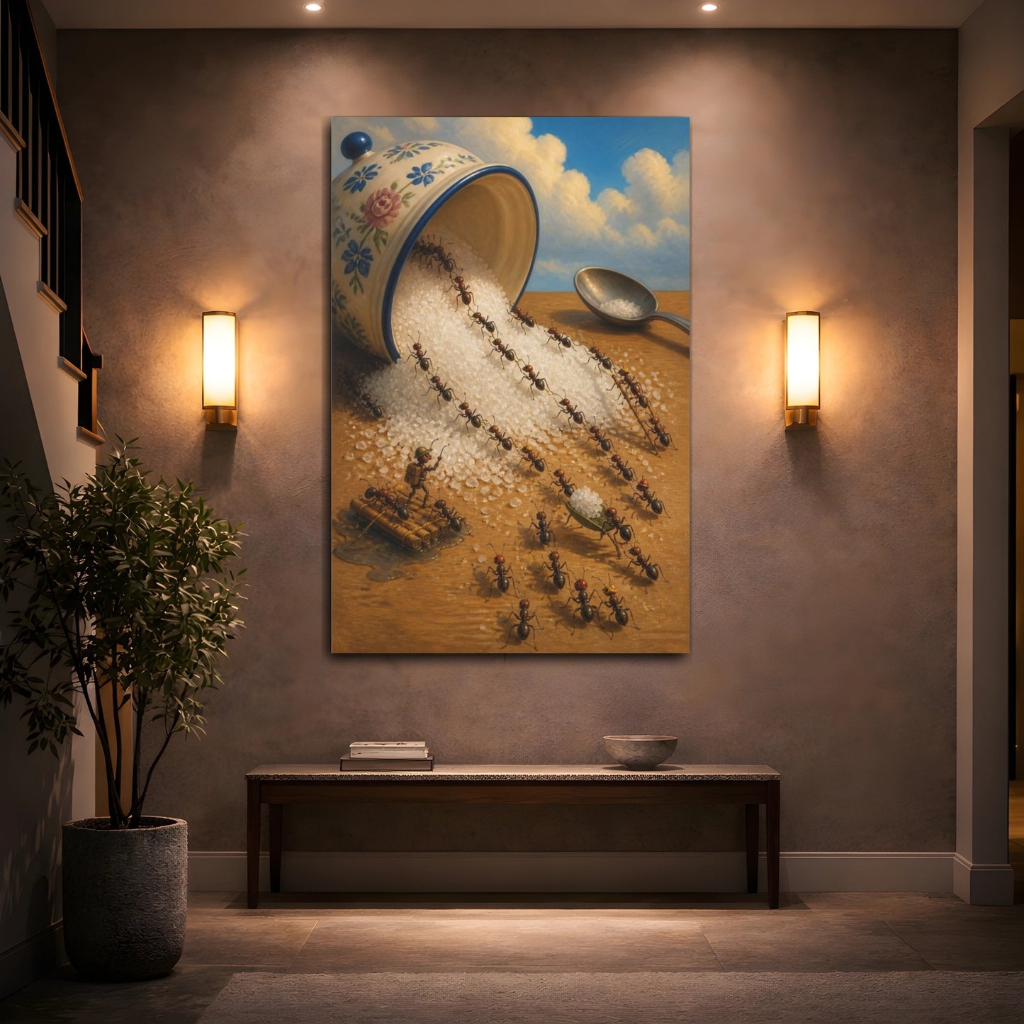 Mockup 2. Funny Ant Rescue shown as canvas print