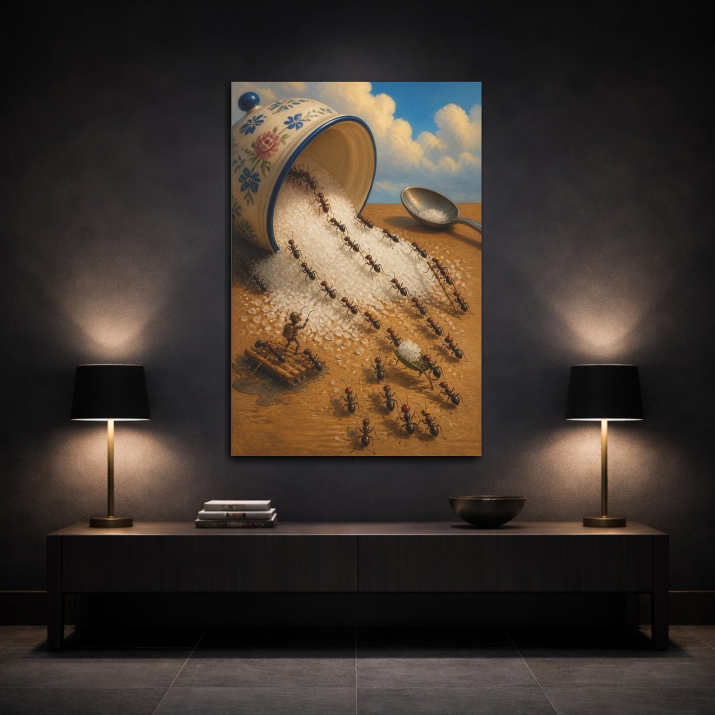 Mockup 3. Funny Ant Rescue shown as canvas print