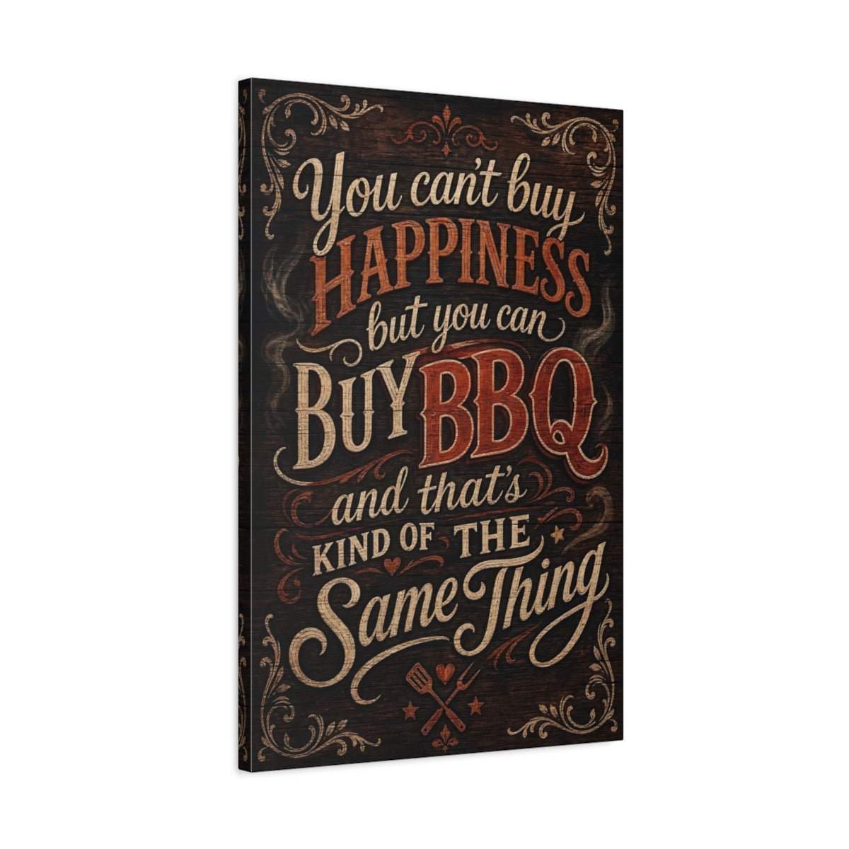 Funny Bbq Quote Rustic Canvas Print – Vintage Kitchen, Wall - YesArtYes