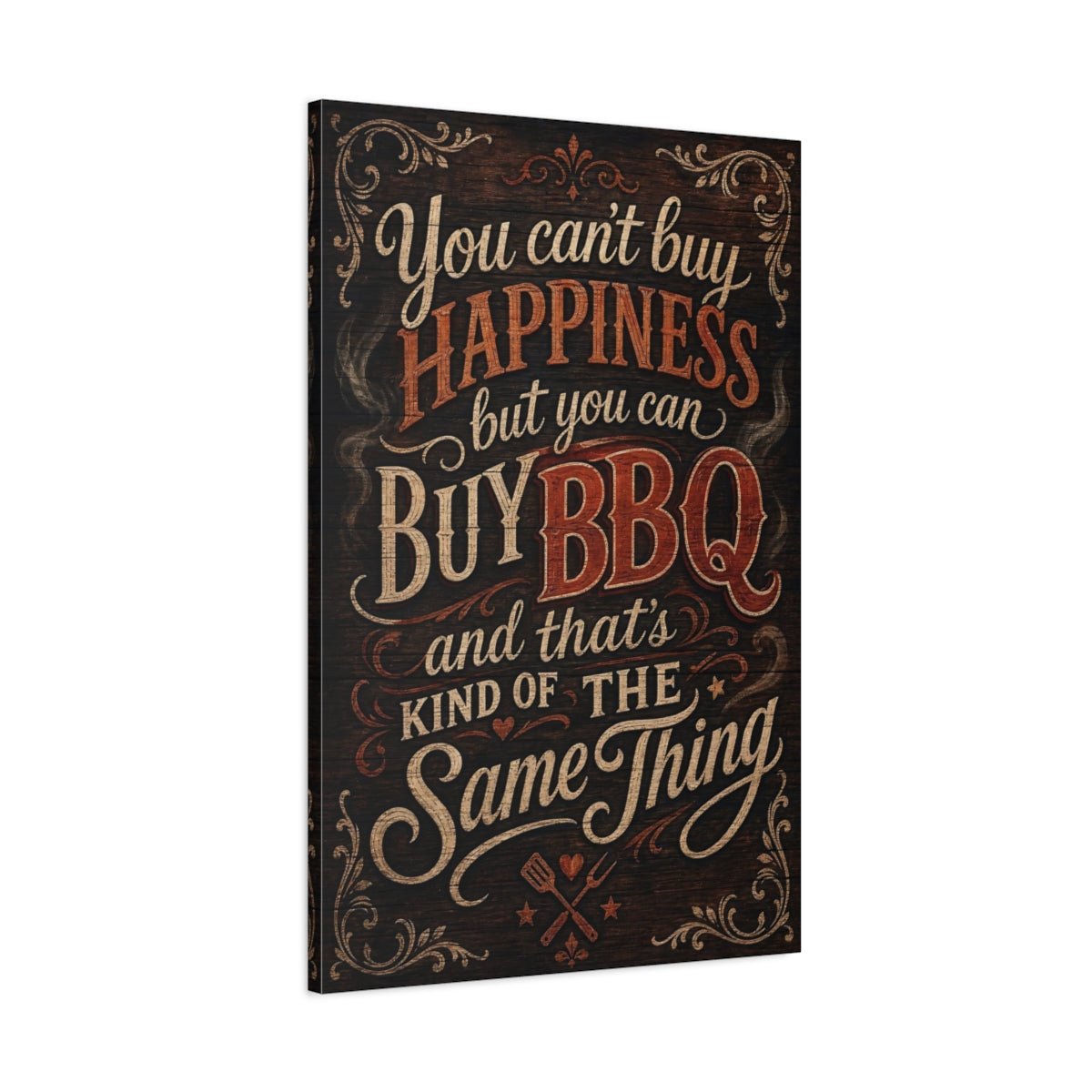 Funny Bbq Quote Rustic Canvas Print – Vintage Kitchen, Wall - YesArtYes