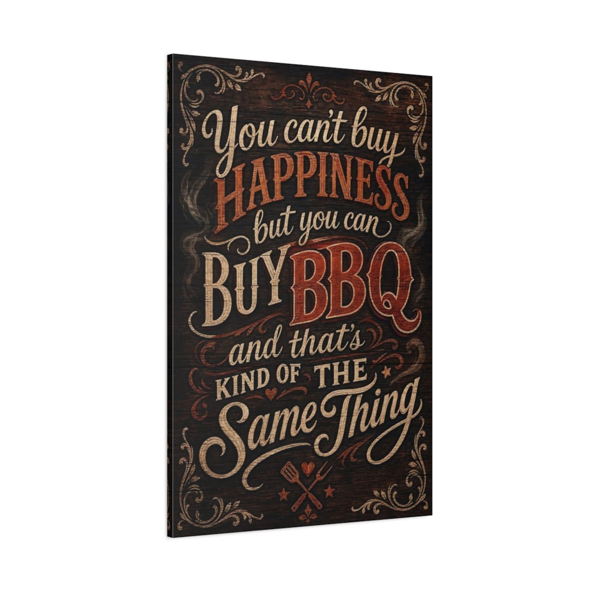 Funny Bbq Quote Rustic Canvas Print – Vintage Kitchen, Wall - YesArtYes