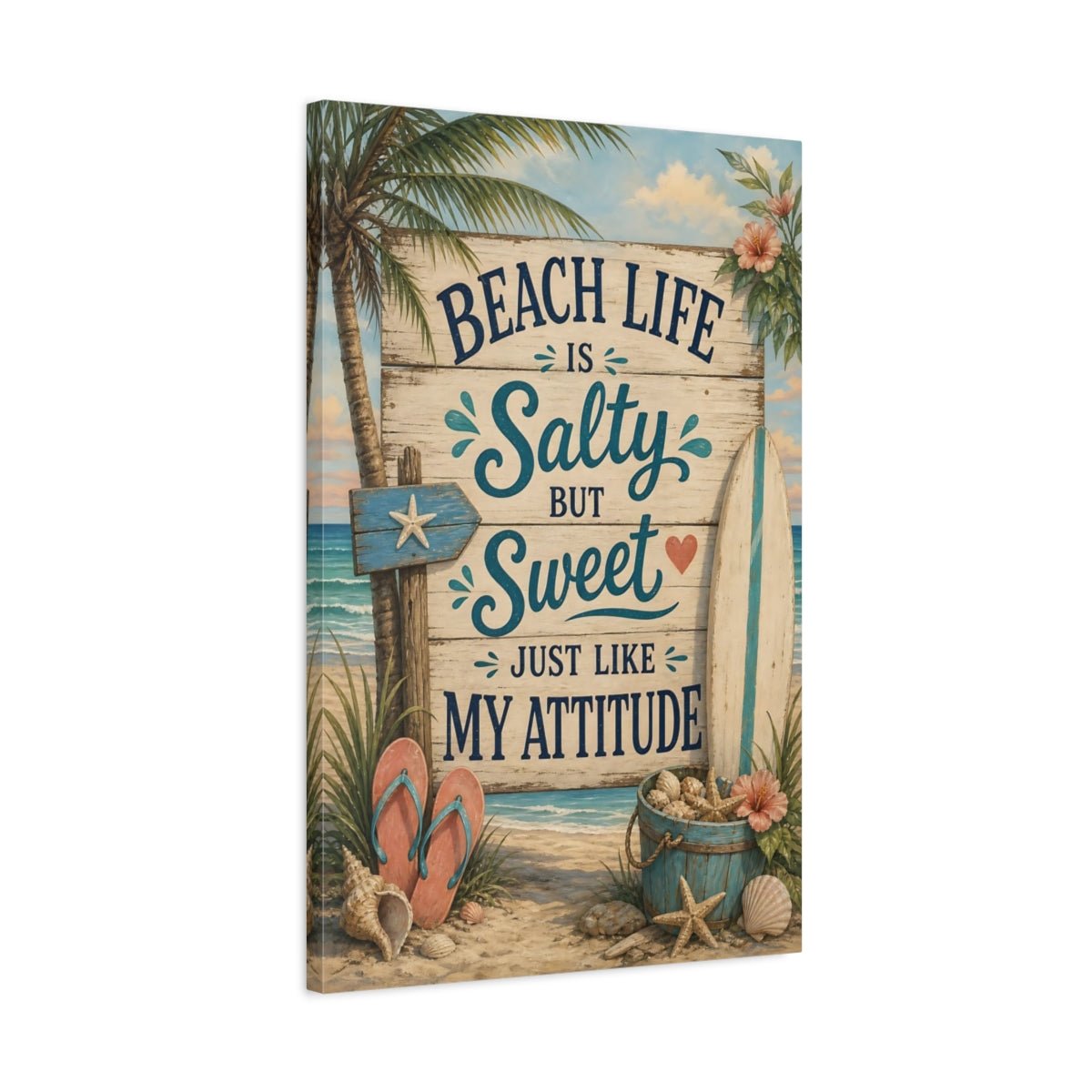 Funny Beach Quote Life Canvas Print – Living Room, Above Sofa - YesArtYes