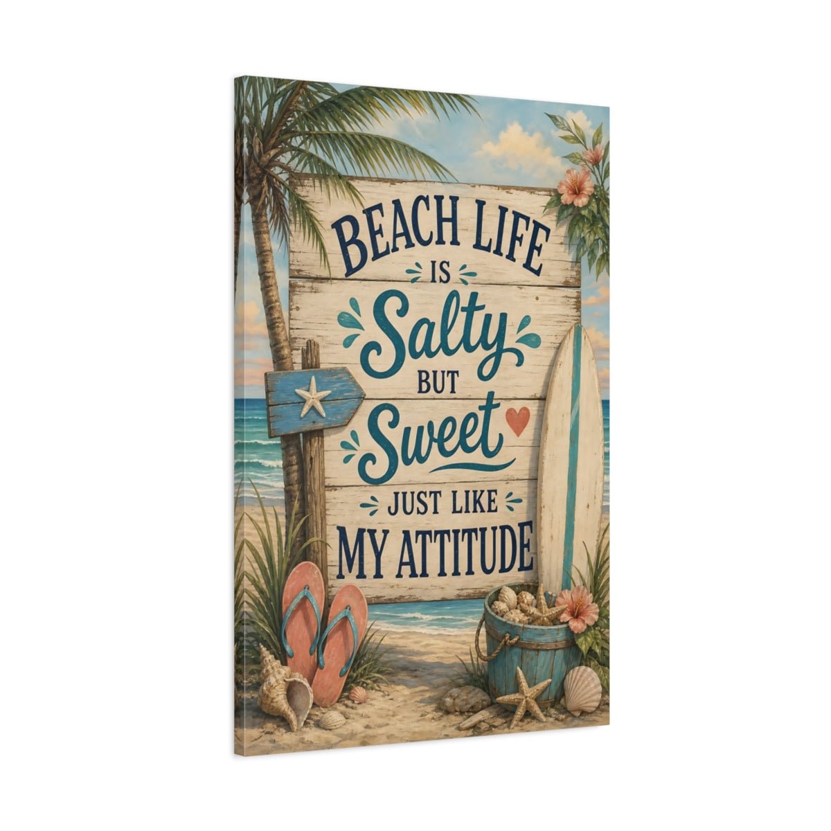 Funny Beach Quote Life Canvas Print – Living Room, Above Sofa - YesArtYes