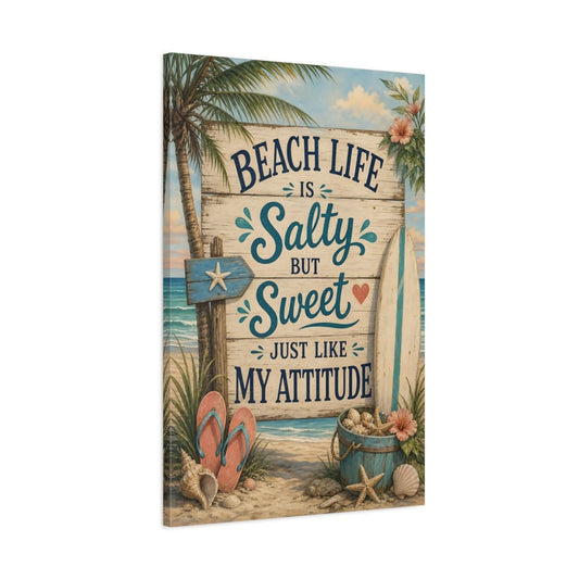 Funny Beach Quote Life Canvas Print – Living Room, Above Sofa - YesArtYes