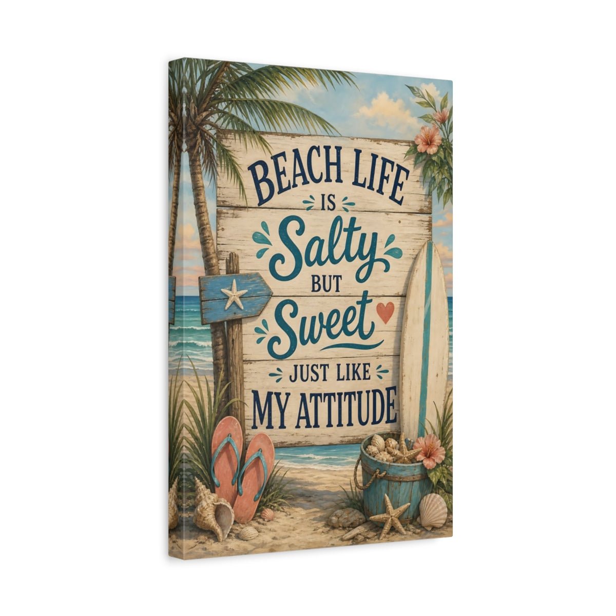 Funny Beach Quote Life Canvas Print – Living Room, Above Sofa - YesArtYes