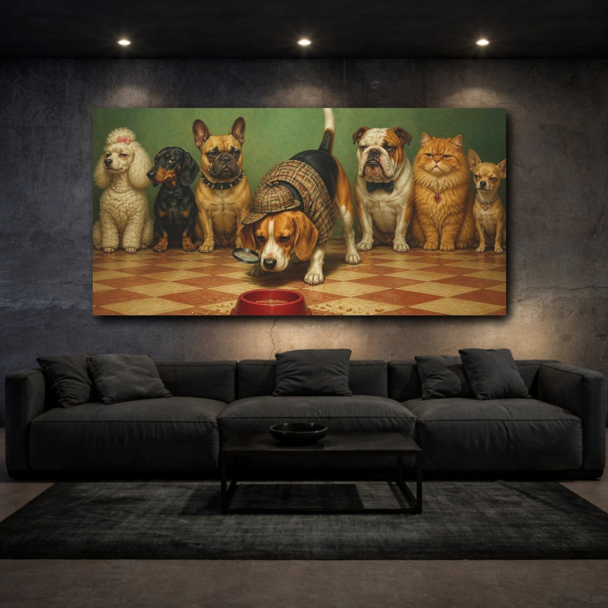 Funny Beagle Detective Canvas Print Wall Art – Living Room Decor, Above Sofa - YesArtYes